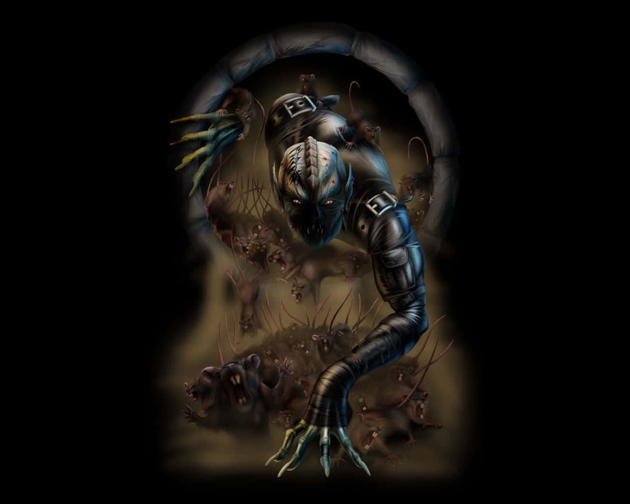 Dark Creature, glowing red eyes, clawed hands, HD Desktop Wallpaper