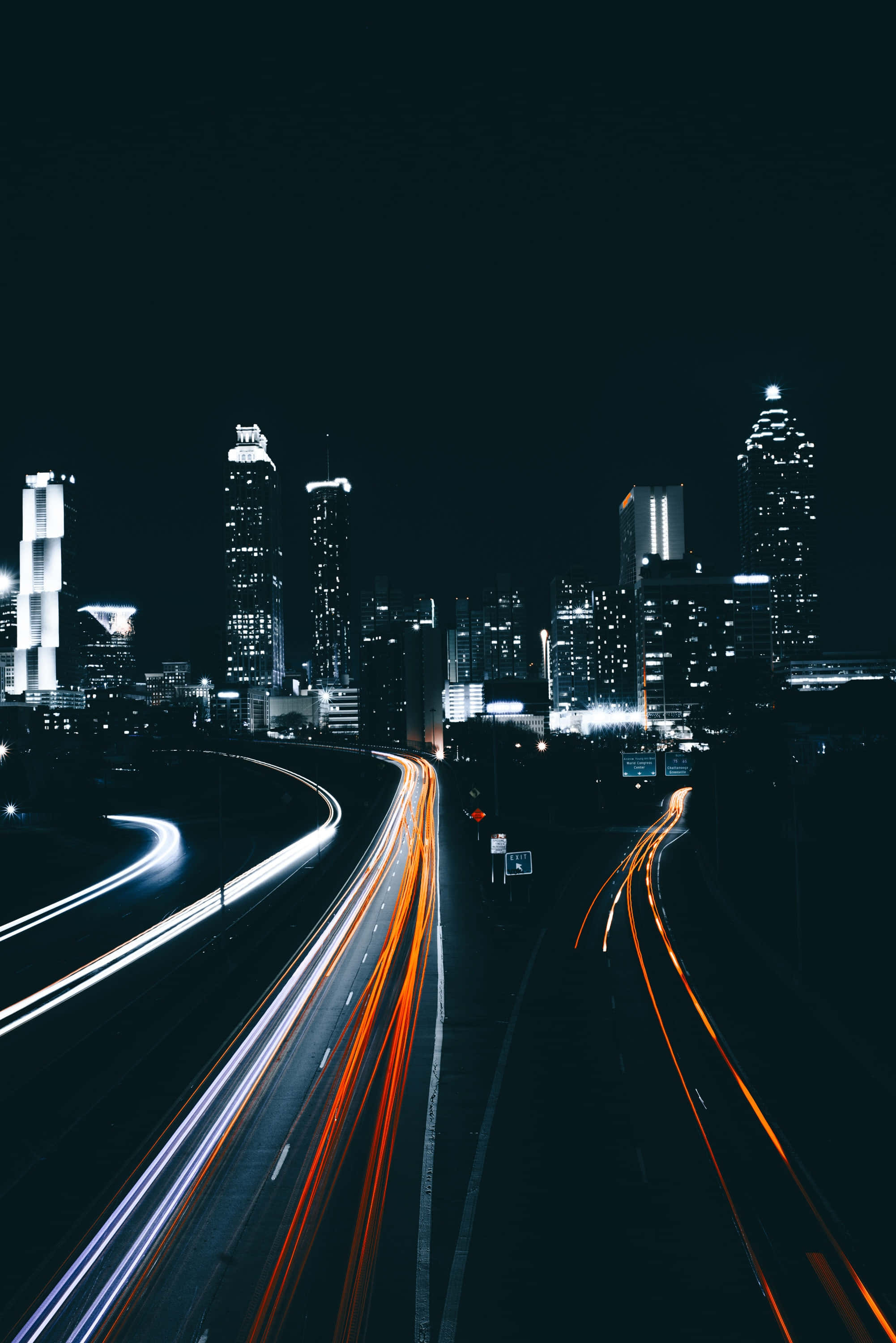Dark Crossroad, highway, dark city skyline, 2K Phone Wallpaper