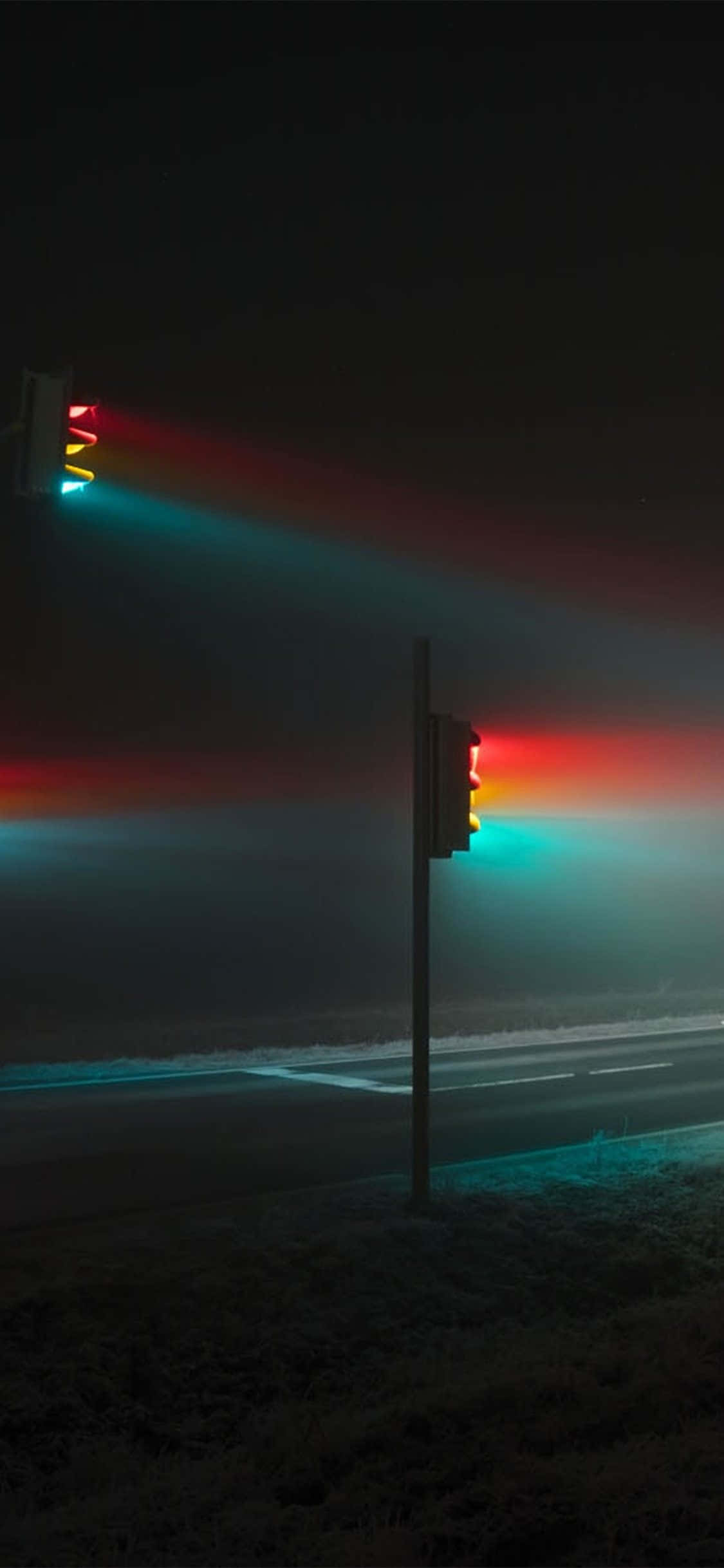 Dark Crossroad, traffic lights, red yellow and green, Full HD Phone Wallpaper