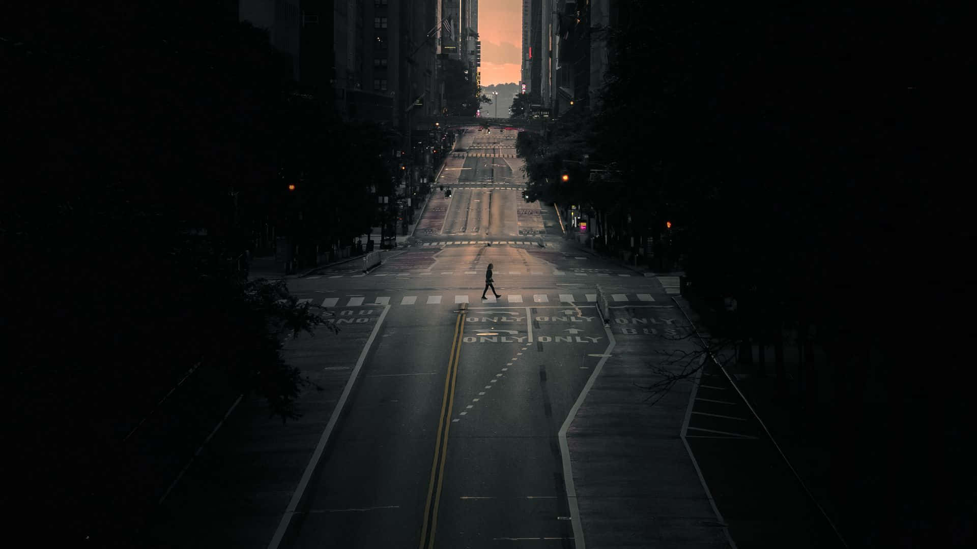 Dark Crossroad, night, urban street, Full HD Desktop Wallpaper