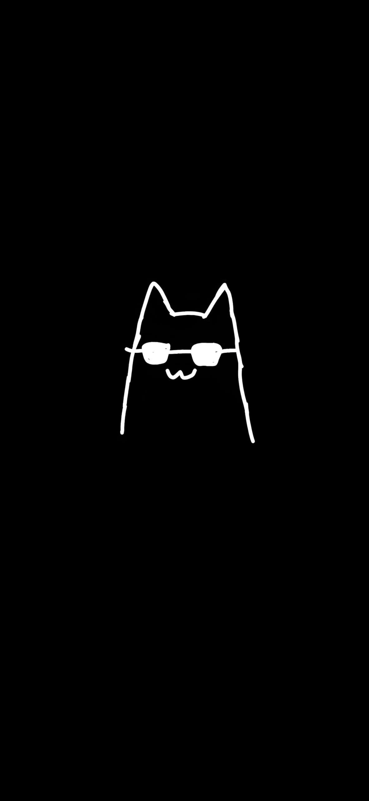 Dark Cute Aesthetic, cat, sunglasses, 2K Phone Wallpaper