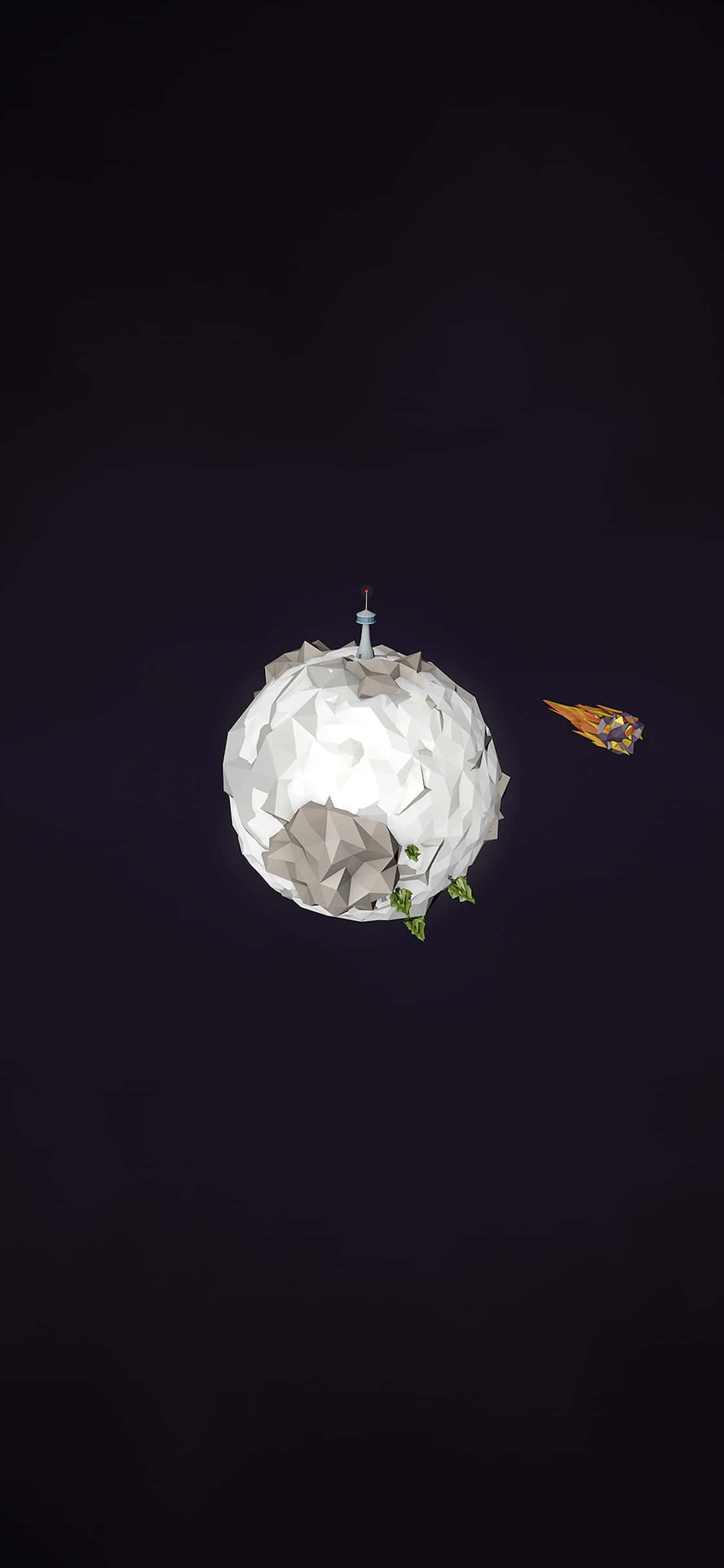 low poly, white moon, green vines, Full HD Phone Wallpaper