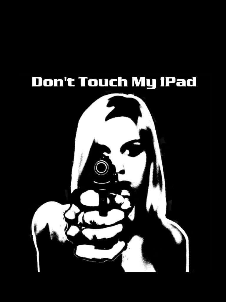 dark cute iPad, black and white graphic, person holding a gun, SD Phone Wallpaper