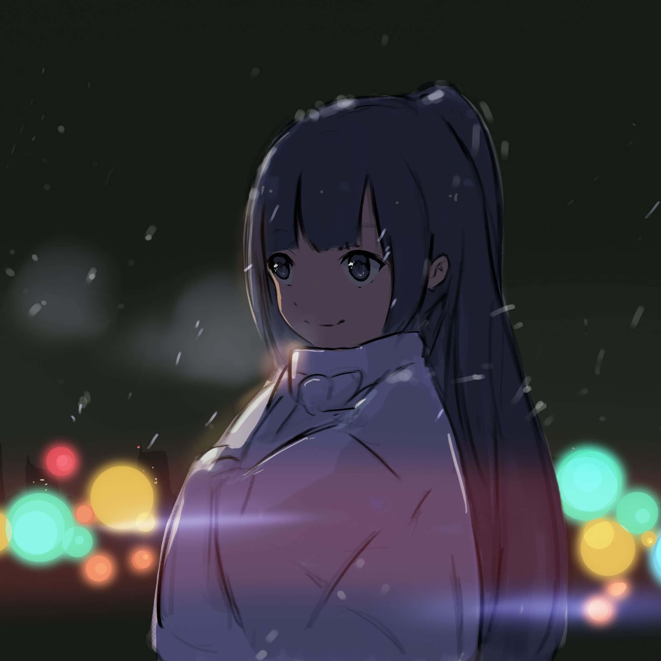 dark cute ipad, anime girl, white coat, Full HD Desktop Wallpaper