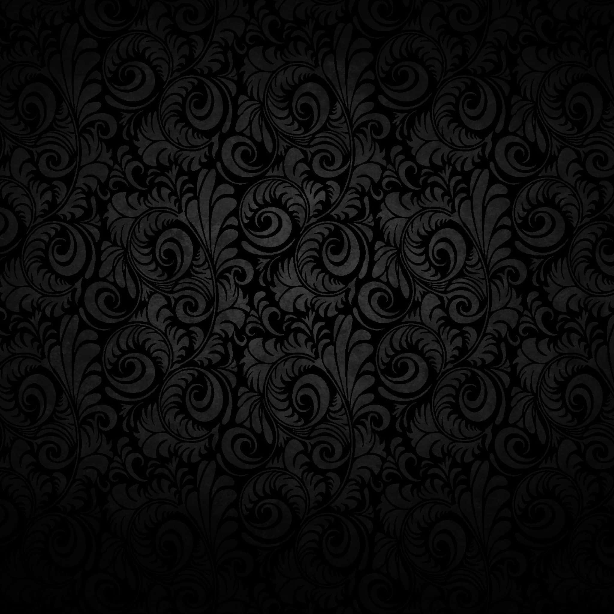 dark cute iPad, elegant black damask pattern, swirling floral motifs, Full HD Desktop Wallpaper