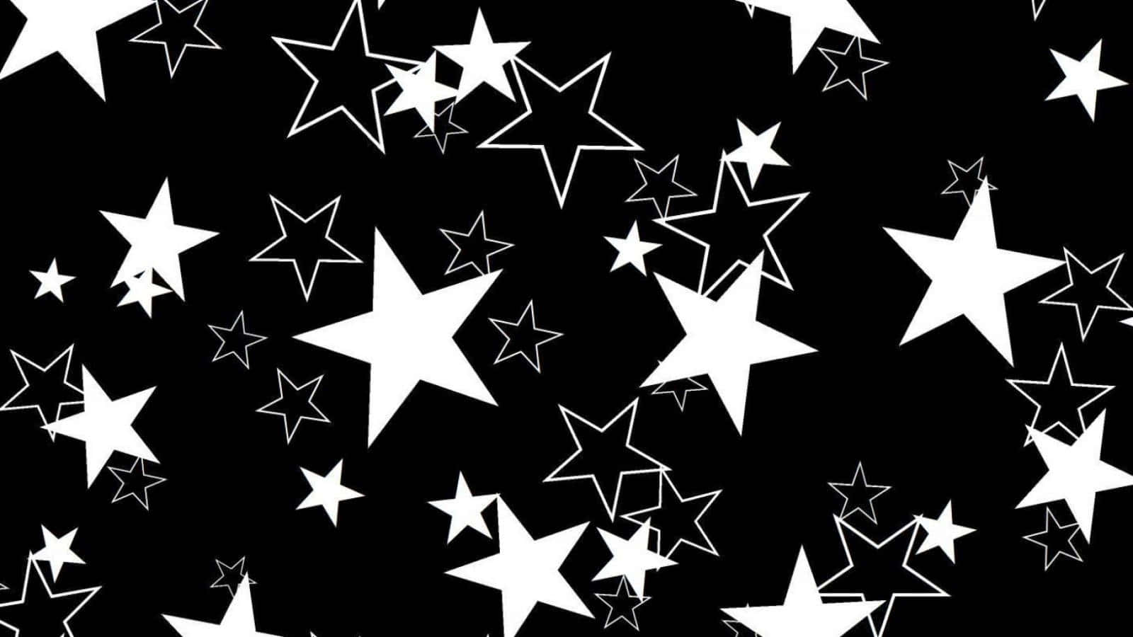 Dark Cute, stars scattered, black and white, HD Desktop Wallpaper