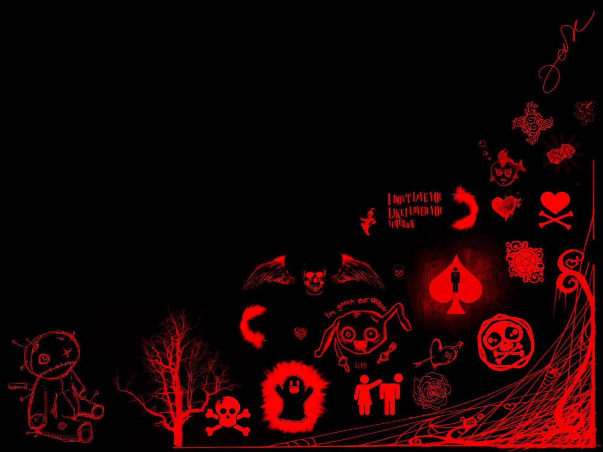 Dark Cute, gothic symbols, dark red, Full HD Desktop Wallpaper