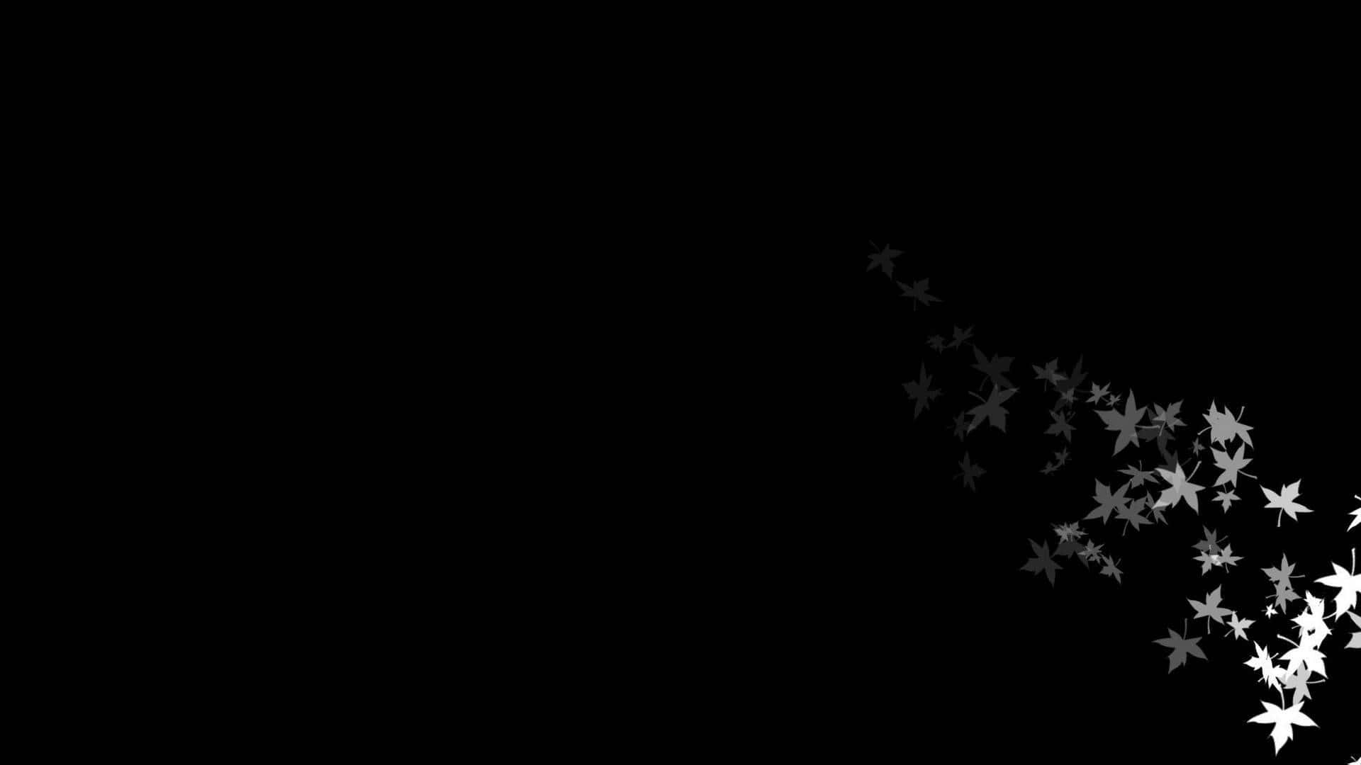Dark Cute, white maple leaves, stark black background, Full HD Desktop Wallpaper