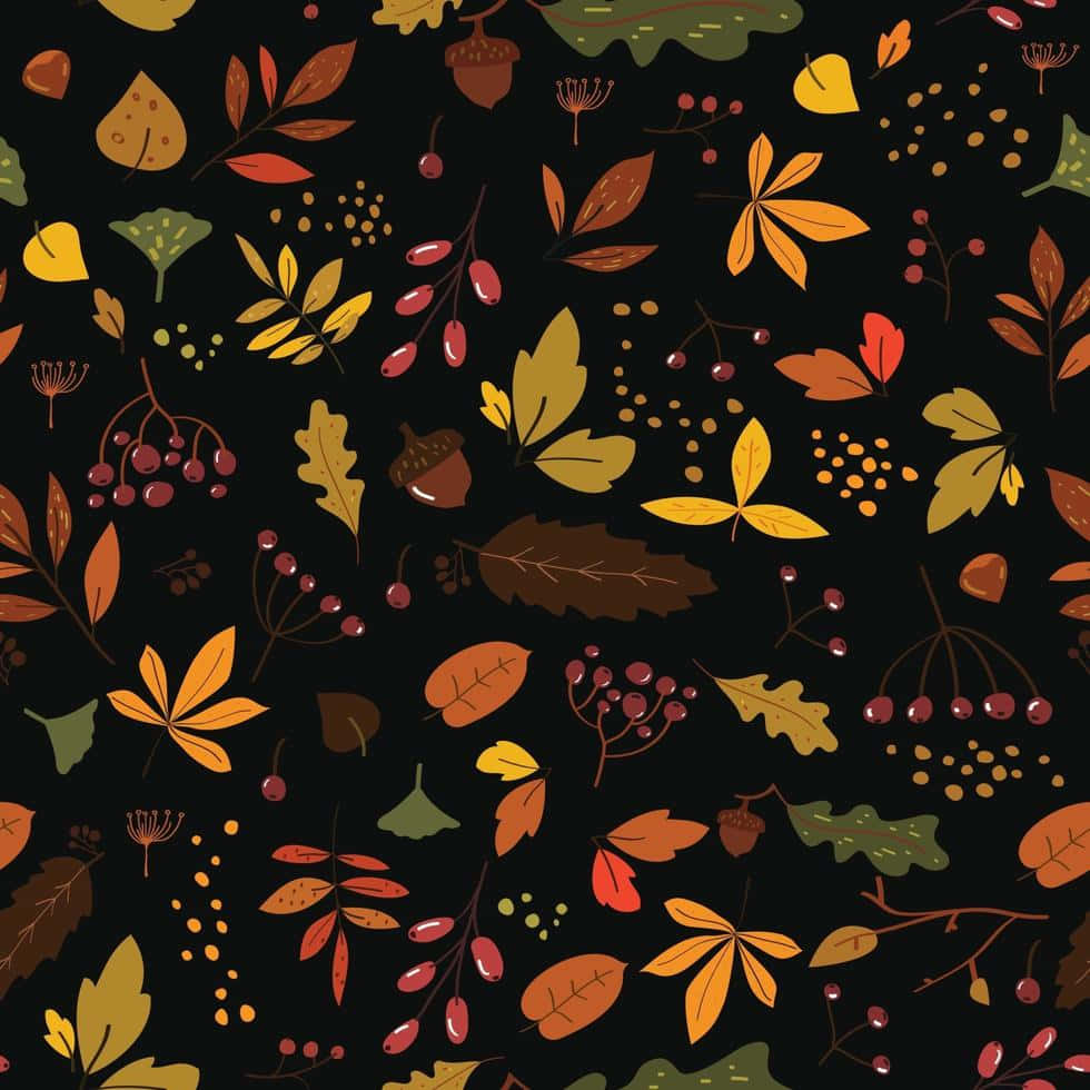 dark cute, autumn leaves, acorns, SD Desktop Wallpaper