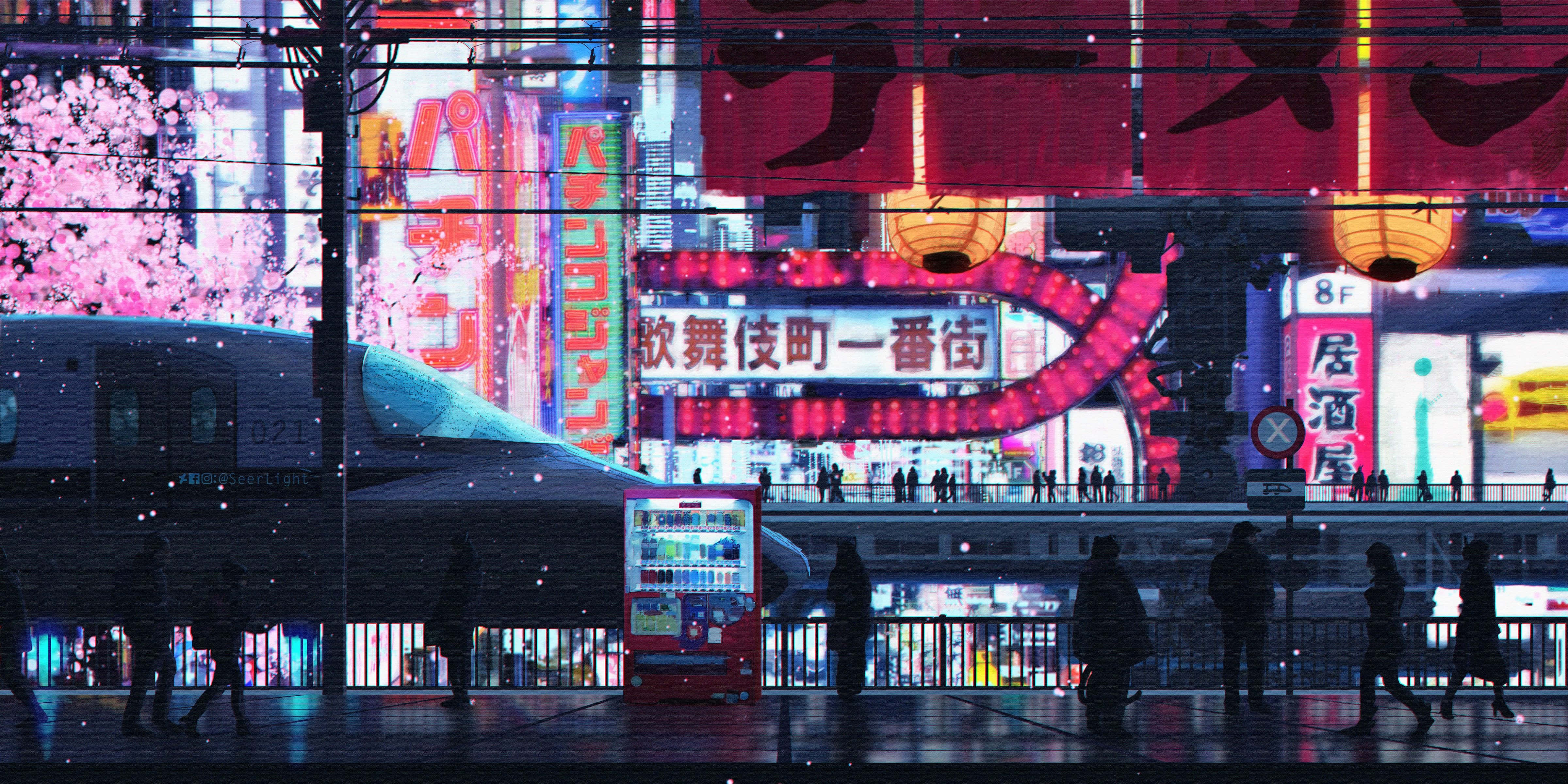 Cyberpunk, pixel art, 4800 x 2400, 4K Desktop Wallpaper