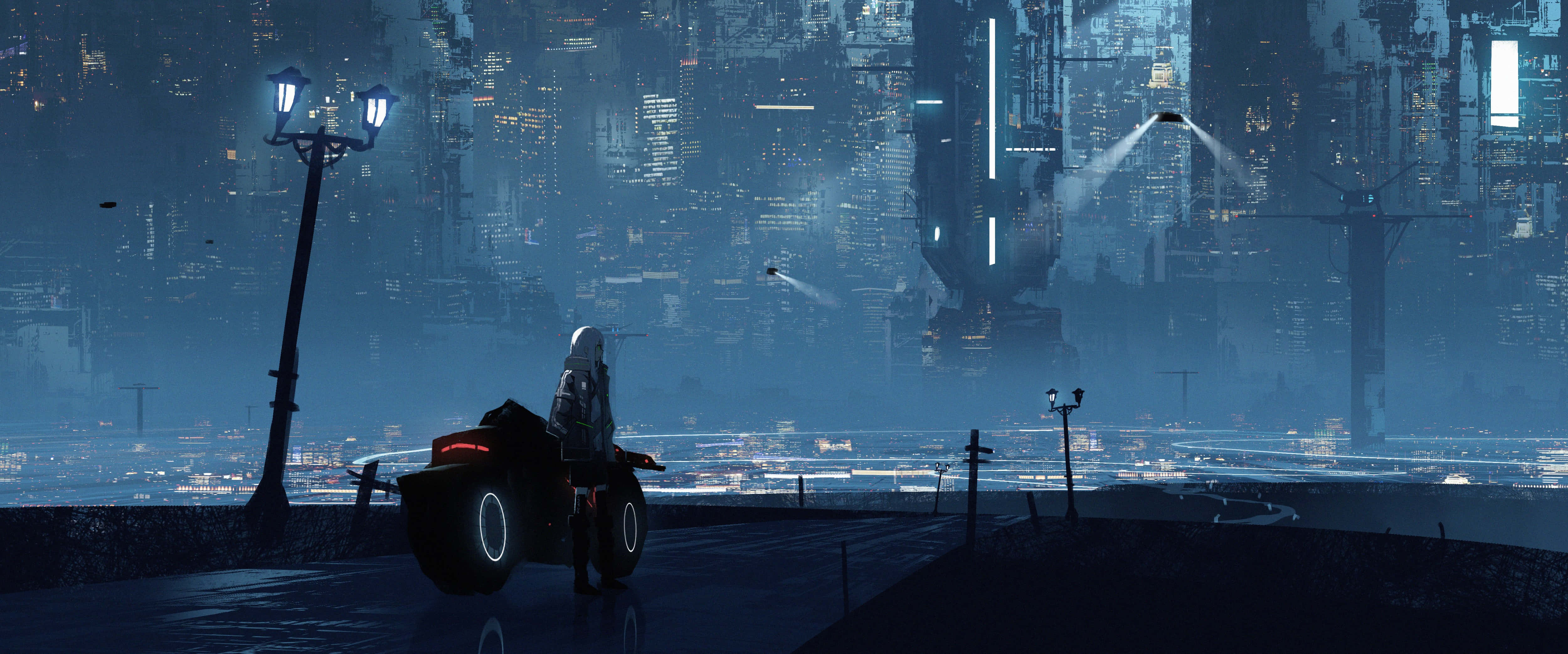 Dark Cyberpunk 5000, 2084, neon-drenched cyberpunk cityscape, 4K Desktop Wallpaper