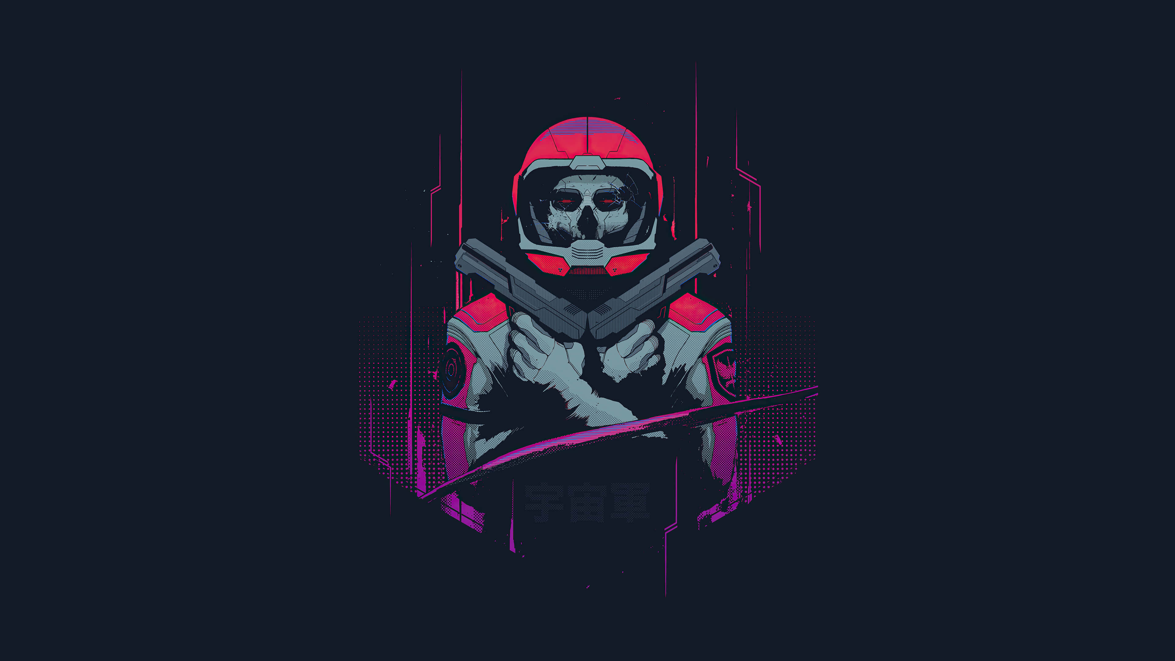 Dark Cyberpunk, neon pink, gray, 4K Desktop Wallpaper