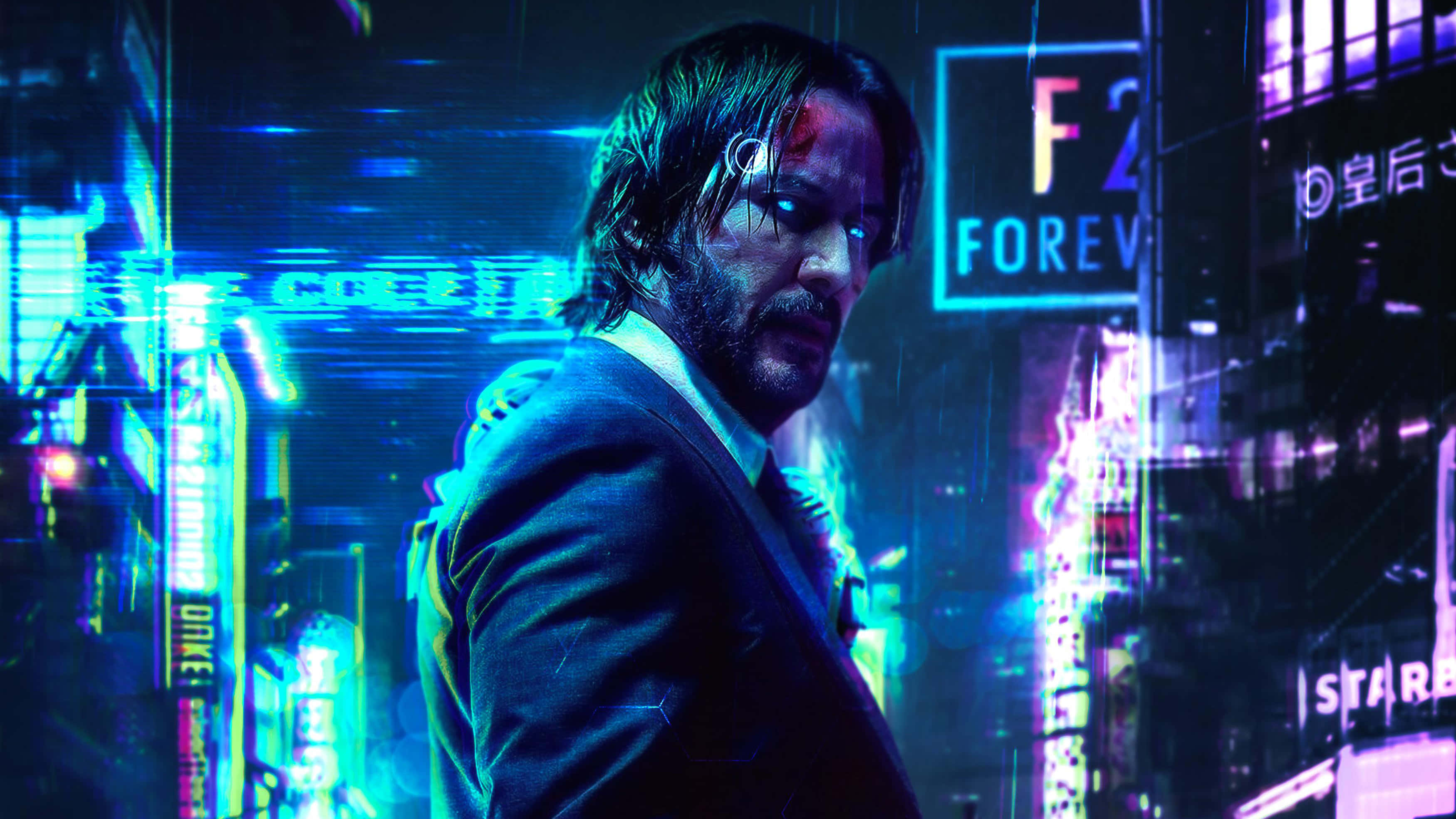 Dark Cyberpunk, cyberpunk cityscape, neon-lit, 2K Desktop Wallpaper