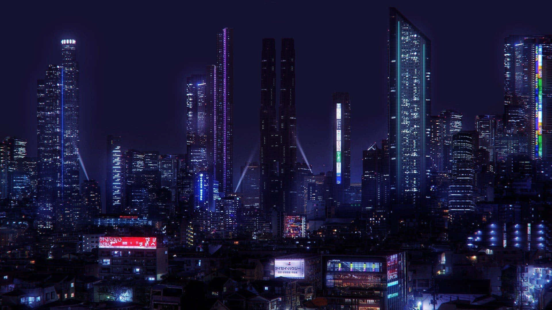 Dark Cyberpunk, cityscape, night, Full HD Desktop Wallpaper