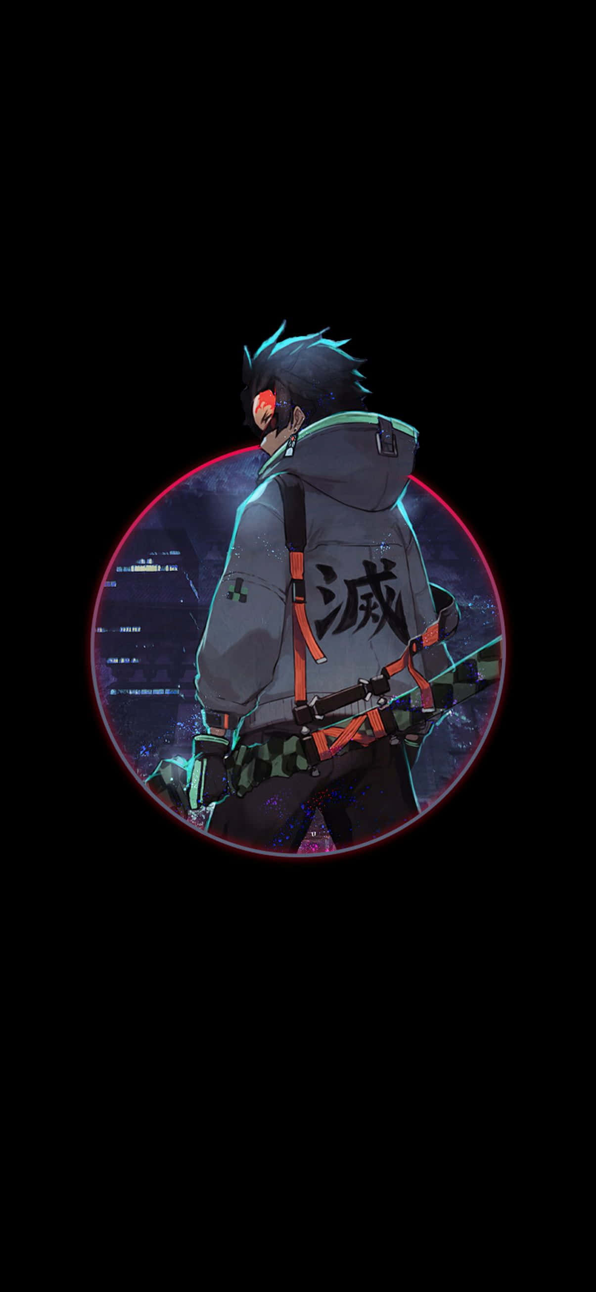 Dark Demon Slayer, hoodie, kanji, 2K Phone Wallpaper