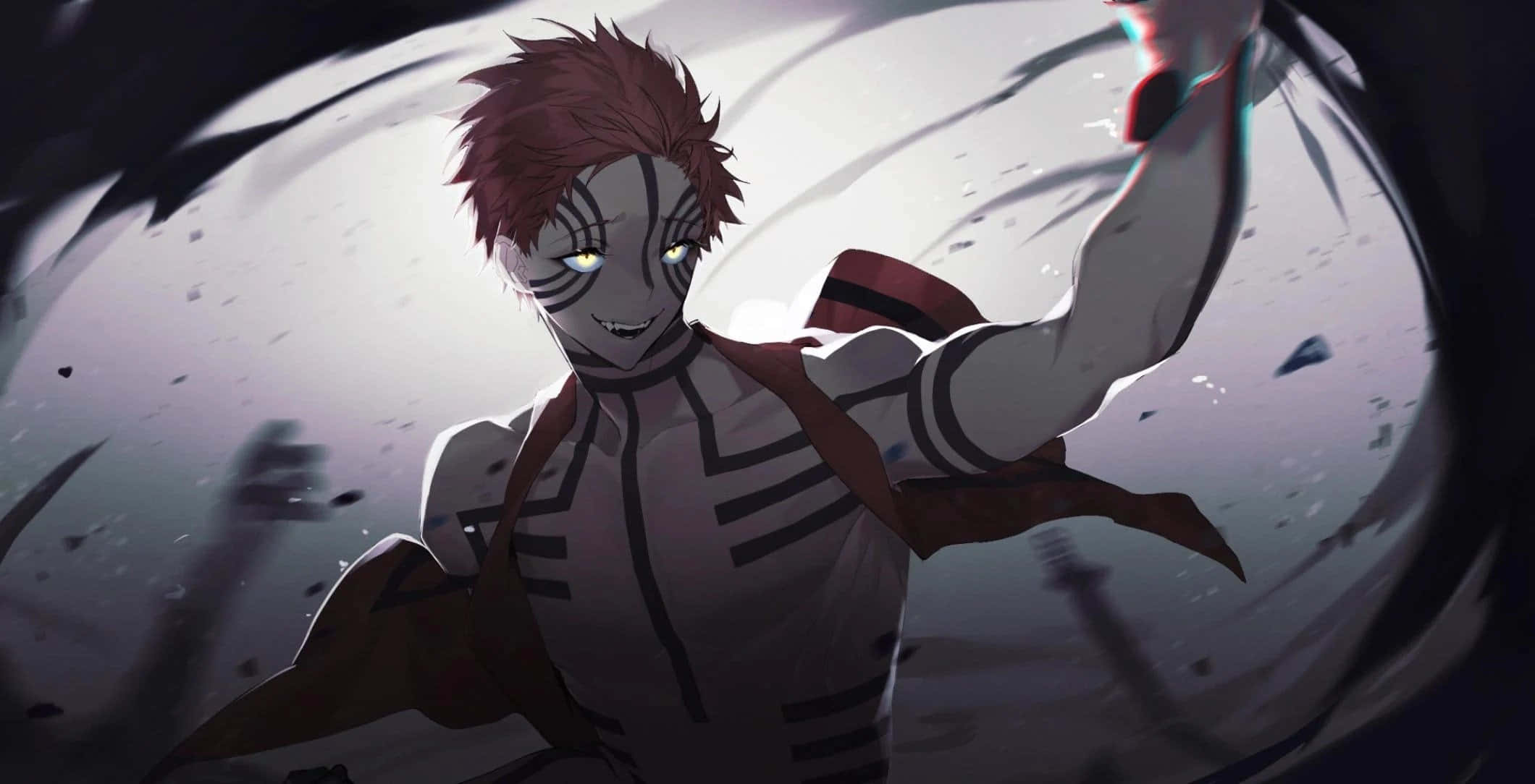 Dark Demon Slayer, red hair, glowing eyes, Full HD Desktop Wallpaper