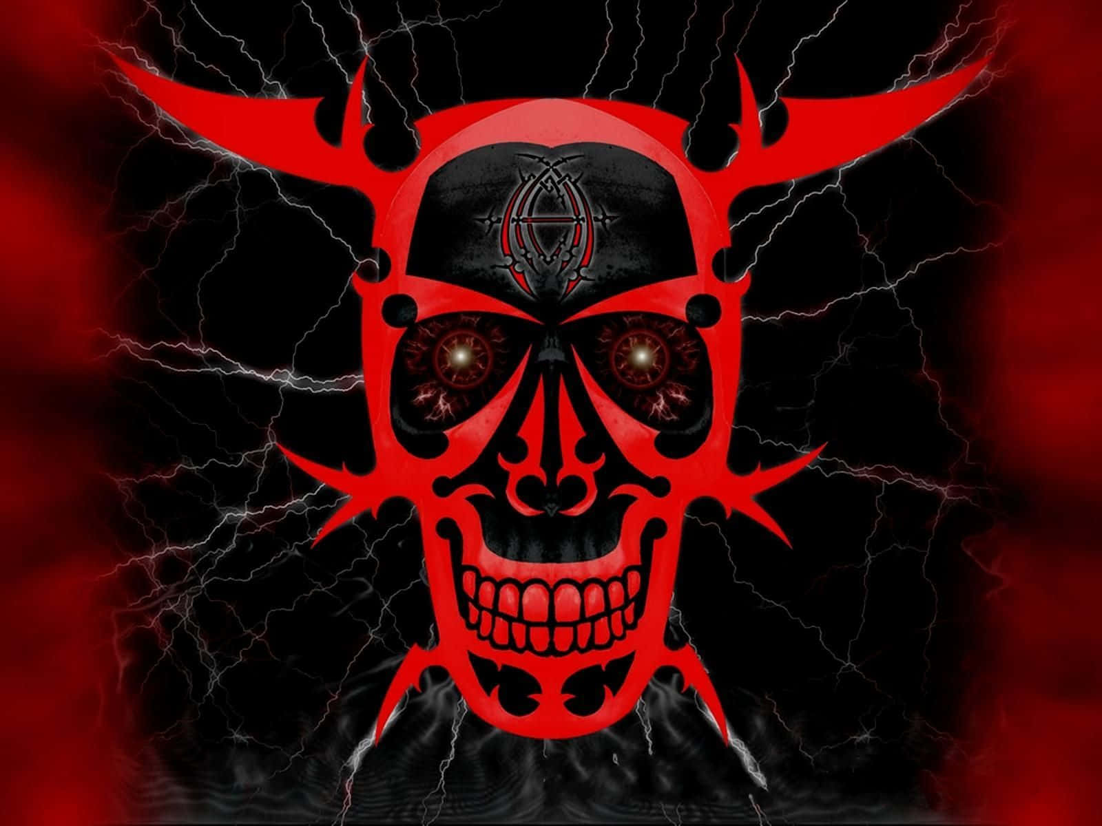 Dark Demon, red skull, glowing eyes, HD Desktop Wallpaper