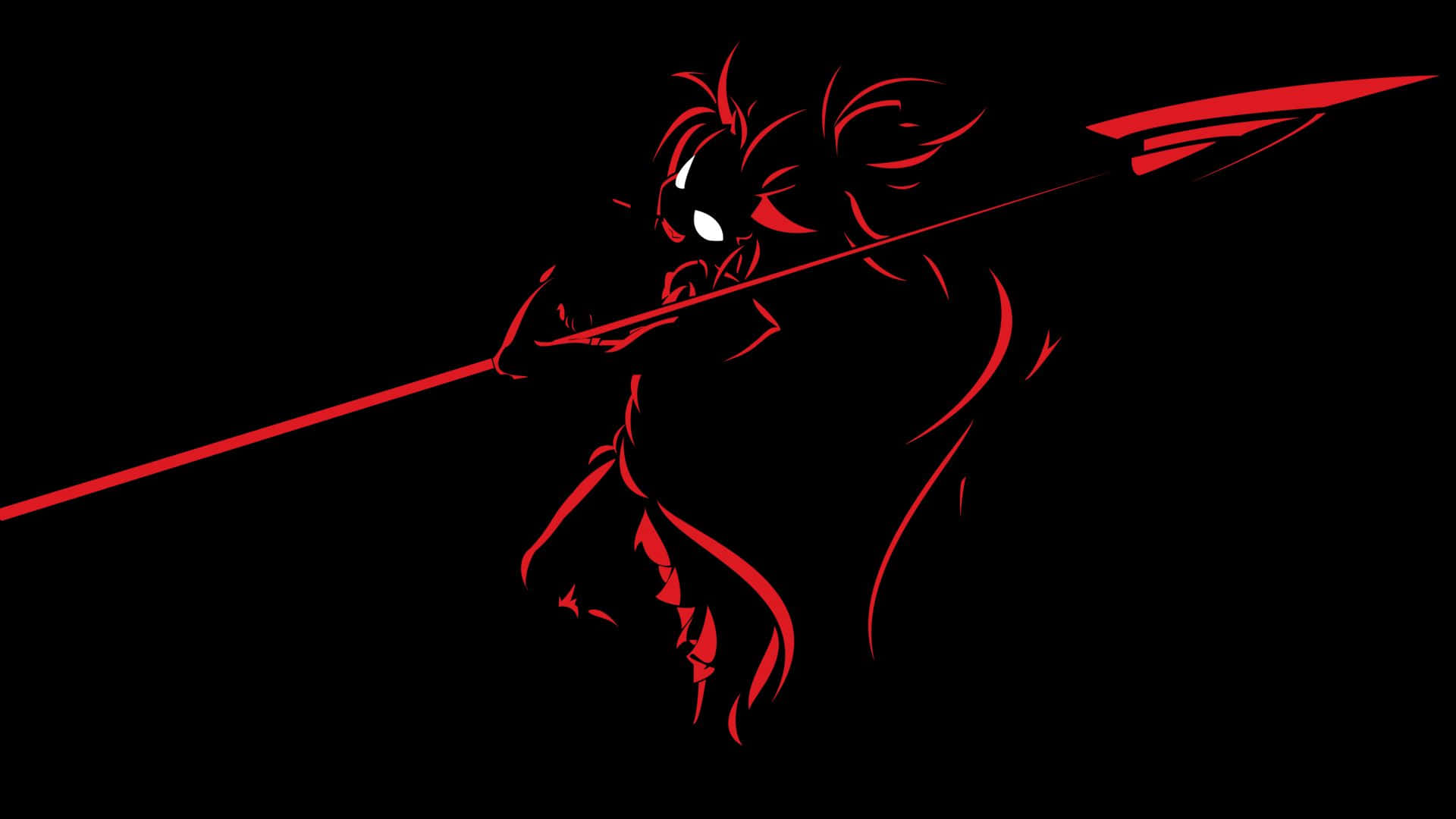 Dark Demon, red silhouette, warrior, Full HD Desktop Wallpaper