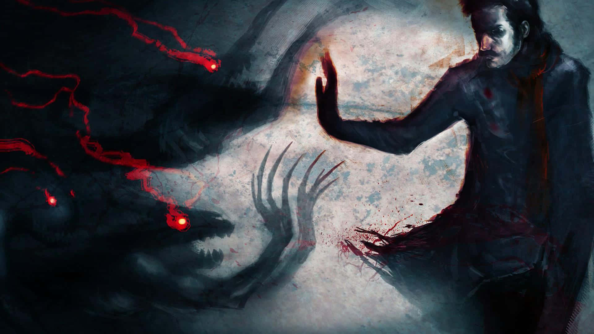 Dark Demon, bloodied hands, monstrous shadow creature, Full HD Desktop Wallpaper