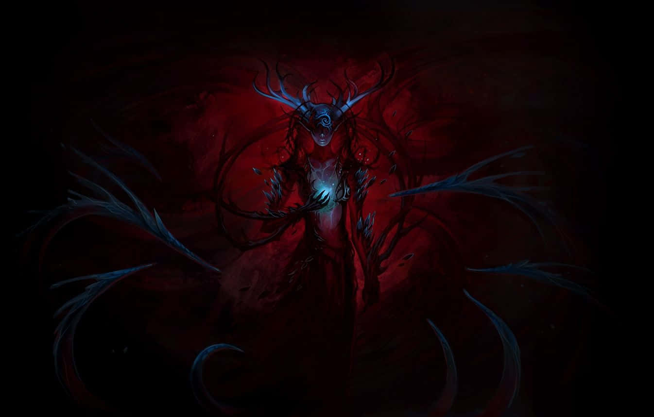Dark Demon, glowing blue eyes, antlers, HD Desktop Wallpaper