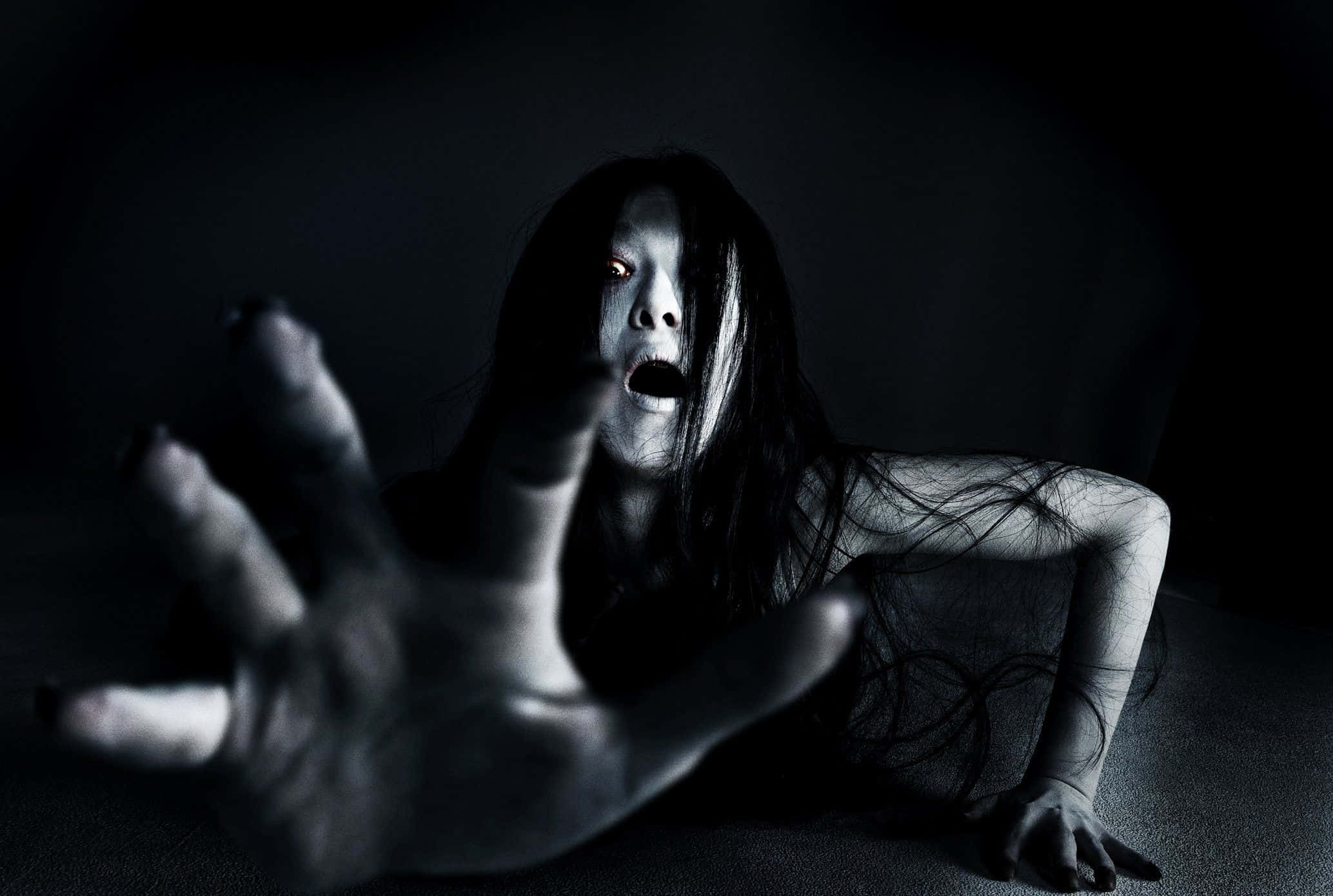 Dark Demon 2067, glowing eyes, pale skin, Full HD Desktop Wallpaper
