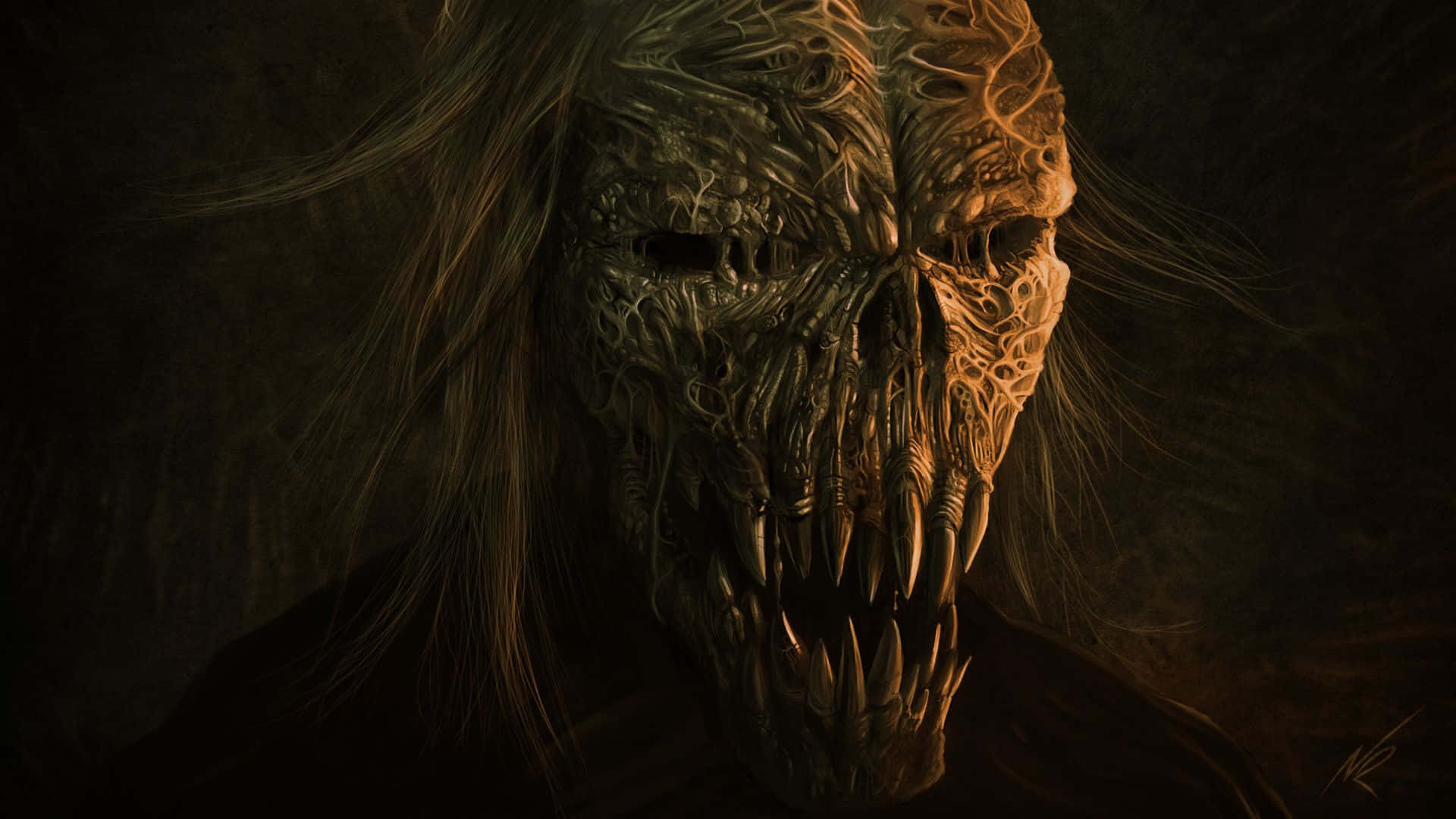 Dark Demon, glowing eyes, demonic face, Full HD Desktop Wallpaper