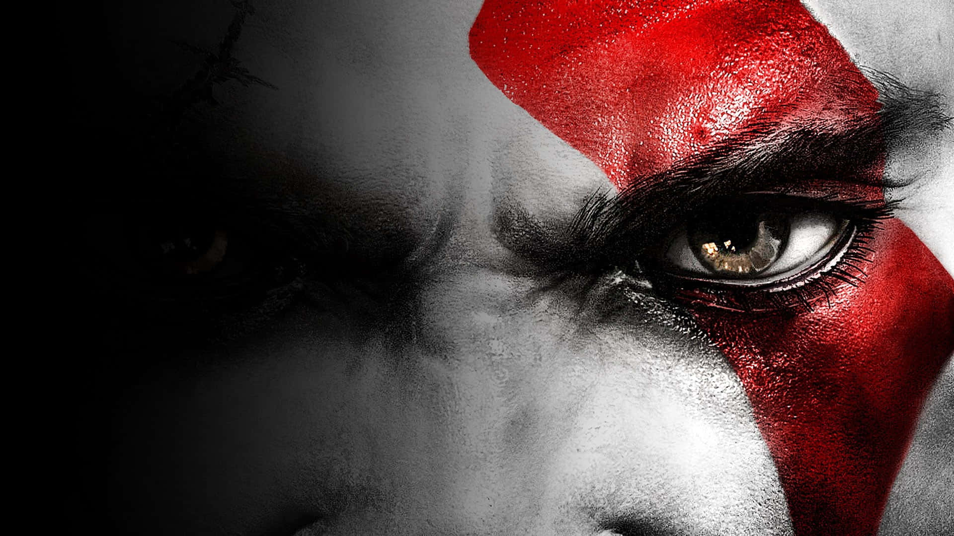 warrior, intense eye, bold red tribal paint, Full HD Desktop Wallpaper