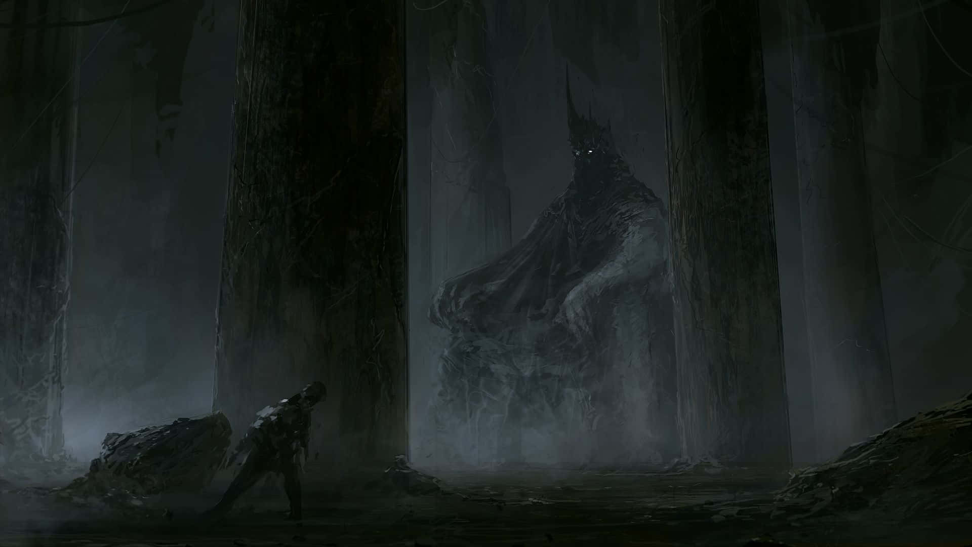 Dark Depressing, warrior, towering shadowy figure, Full HD Desktop Wallpaper