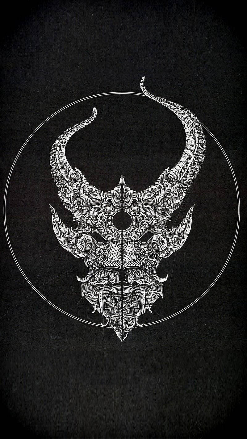 Dark Devil, demonic skull, ornate horns, HD Phone Wallpaper