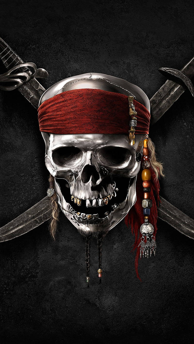 Dark Devil, metallic pirate skull, red bandana, HD Phone Wallpaper