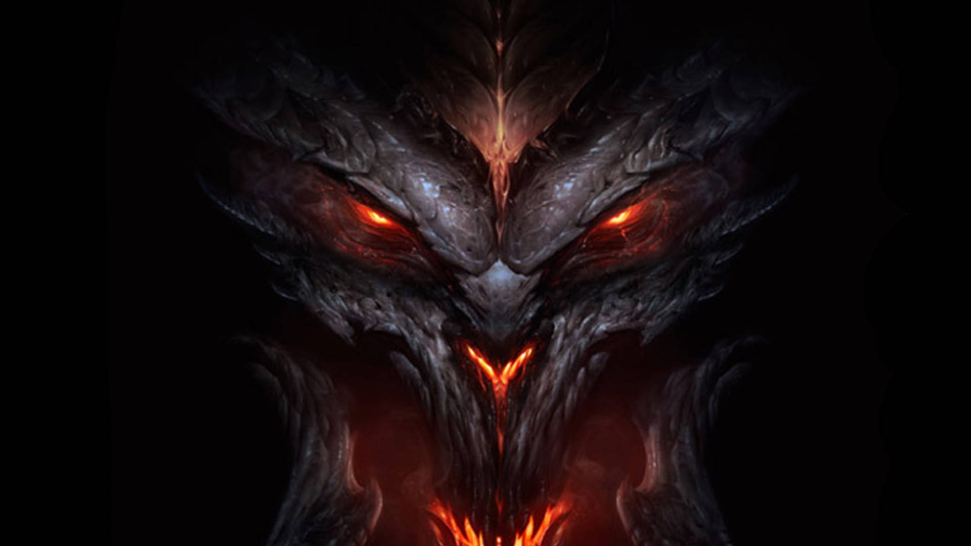 Dark Devil Face, glowing red eyes, fiery mouth, Full HD Desktop Wallpaper