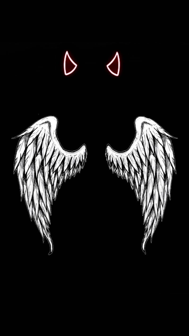 Dark Devil, devil horns, angel wings, HD Phone Wallpaper
