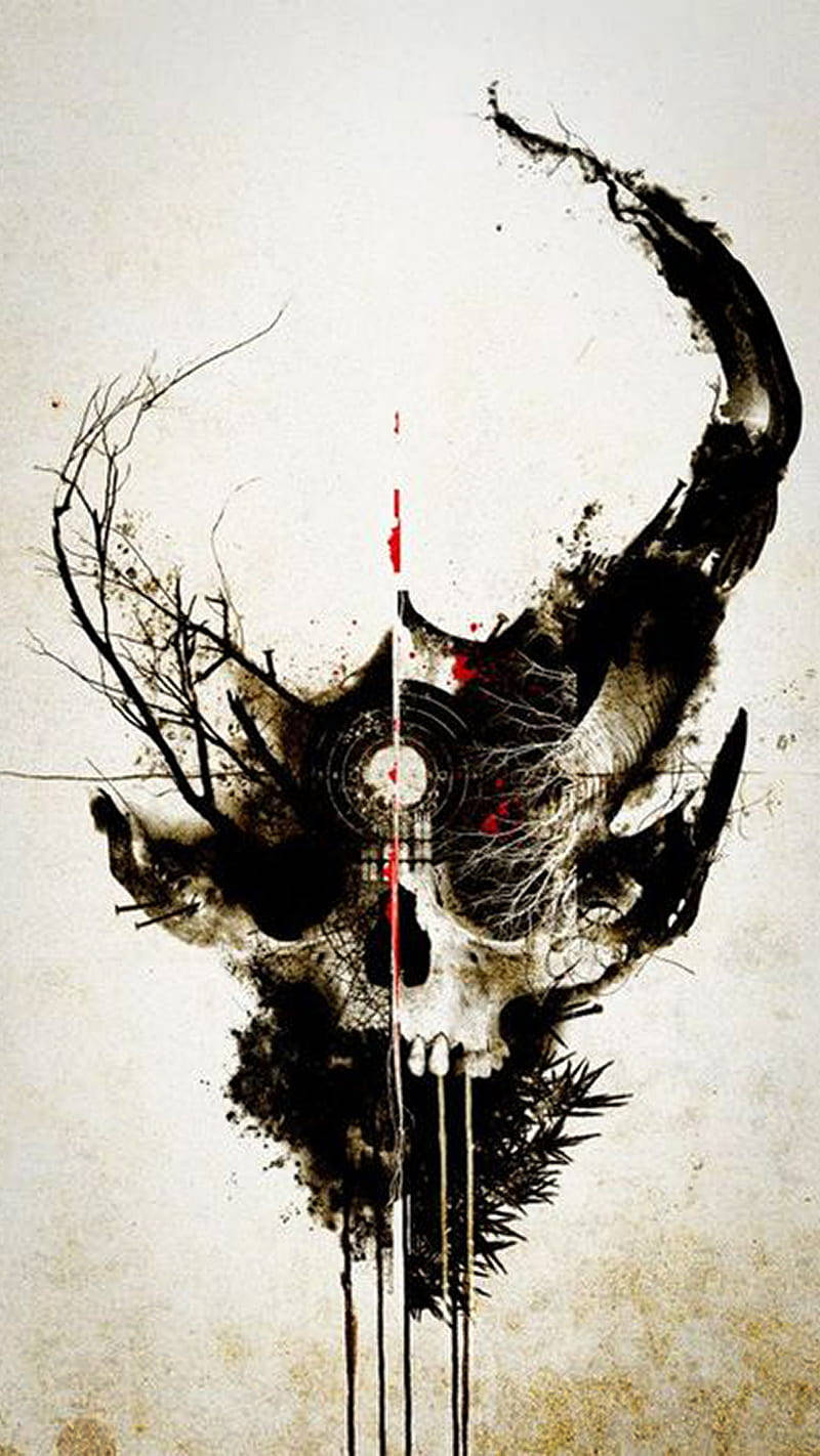 Dark Devil, antlers, blood splatters, HD Phone Wallpaper