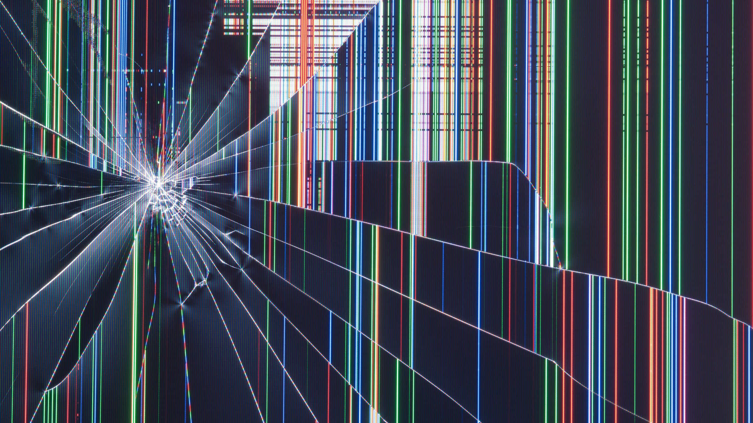 digital glitch art, broken screen effect, vibrant neon lines, 2K Desktop Wallpaper
