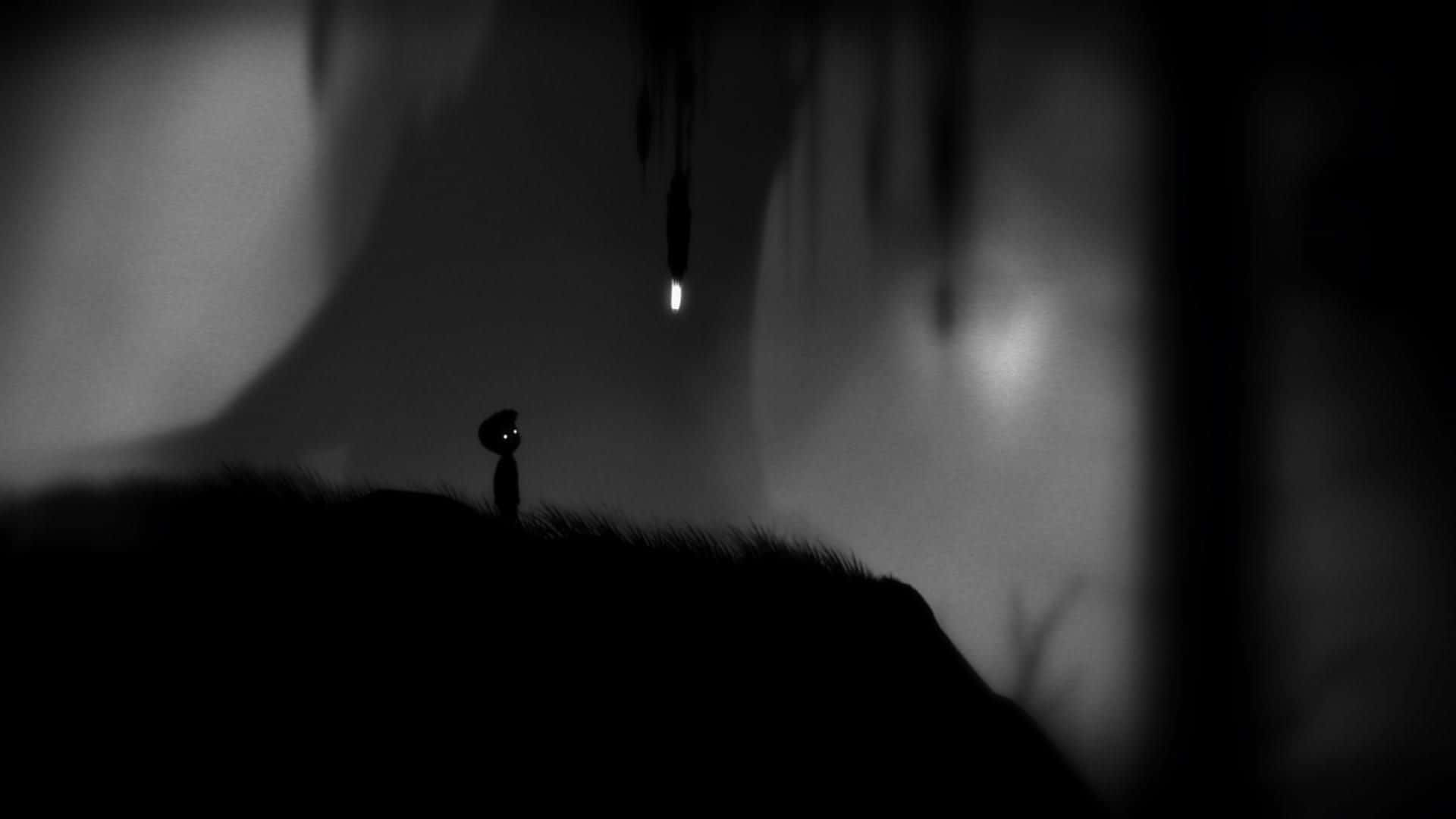 dark hill, monochrome cavern, glowing light, Full HD Desktop Wallpaper