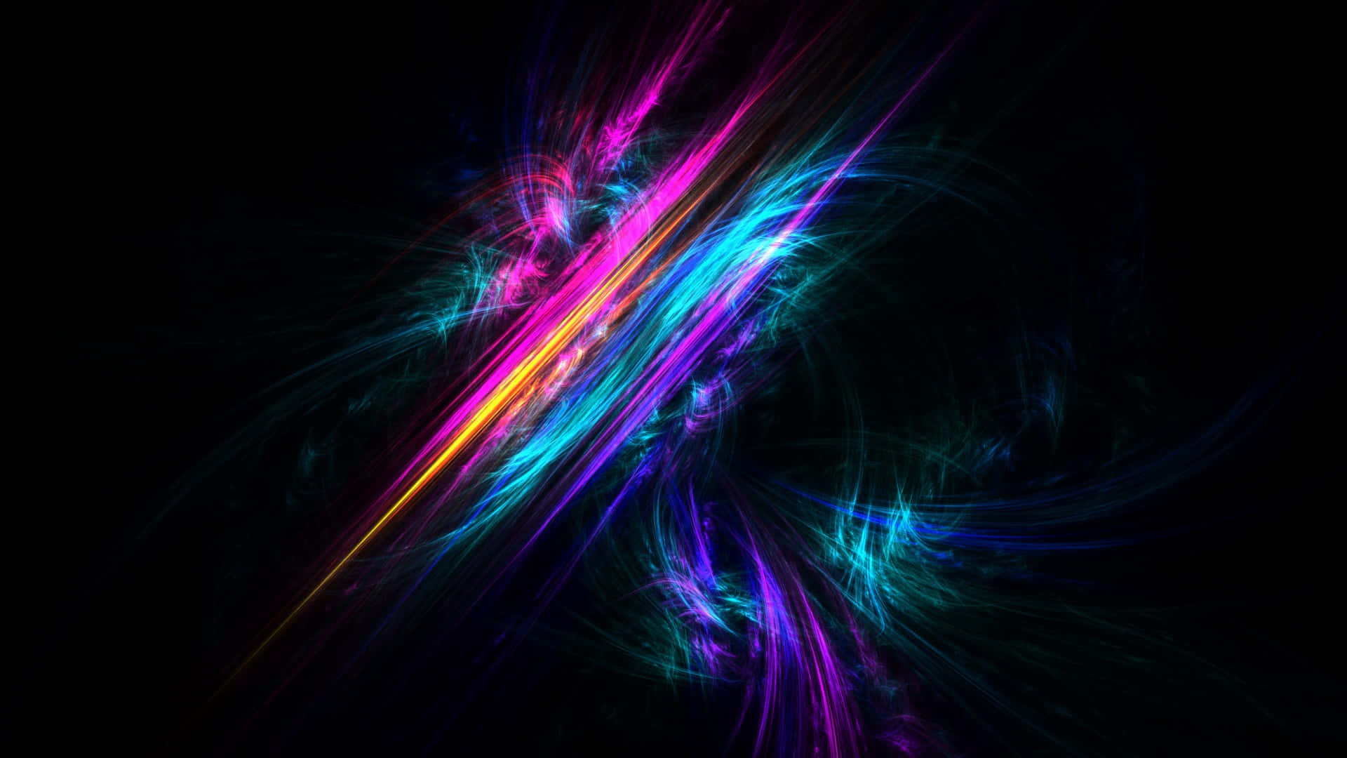neon fractal energy streaks, black void, dynamic digital explosion, Full HD Desktop Wallpaper