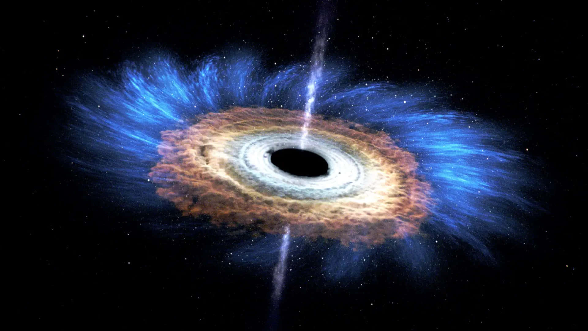 Dark Divinity, cosmic black hole, glowing accretion disk, Full HD Desktop Wallpaper