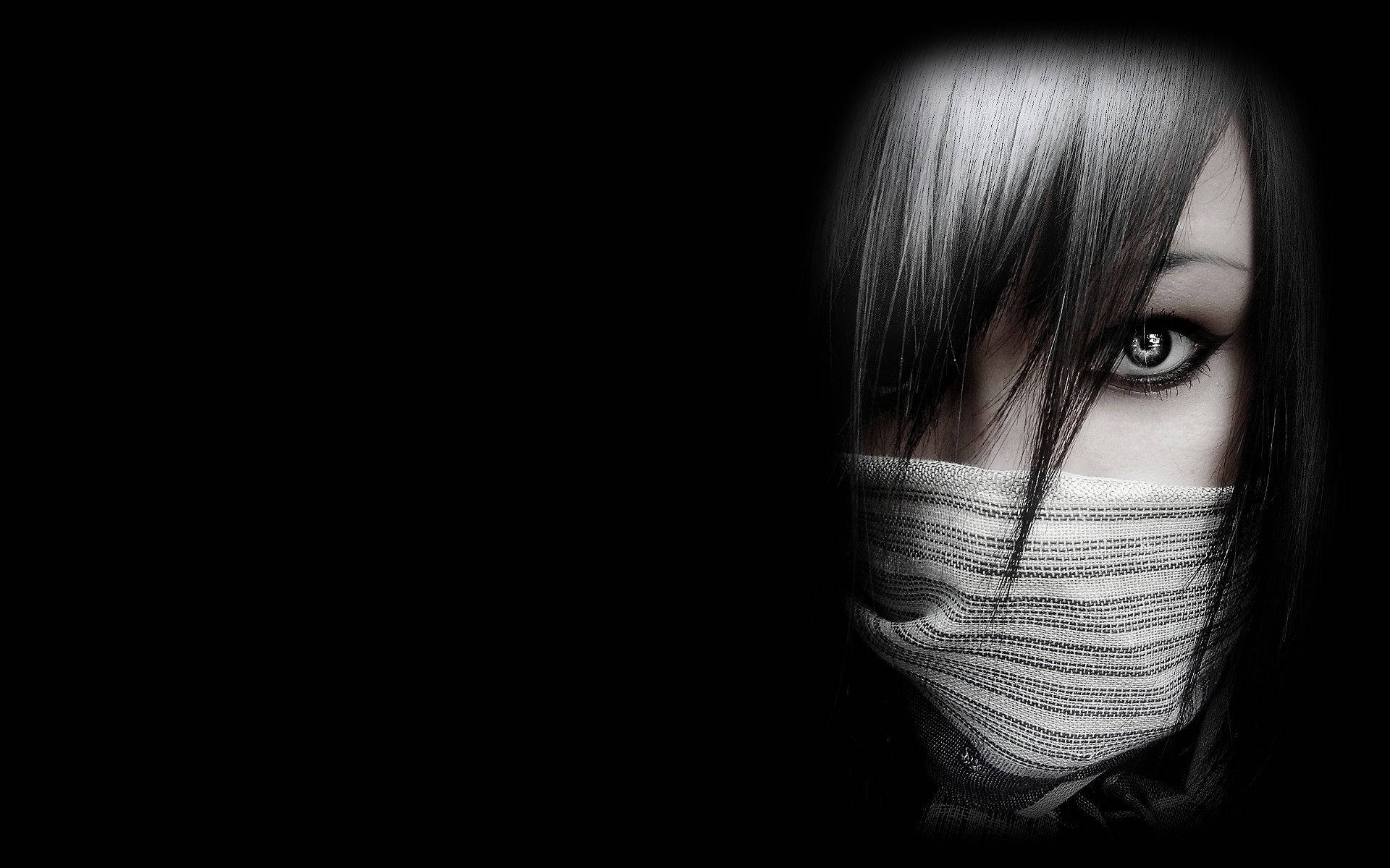 emo dark girly background, intense eye, dark hair, Full HD Desktop Wallpaper