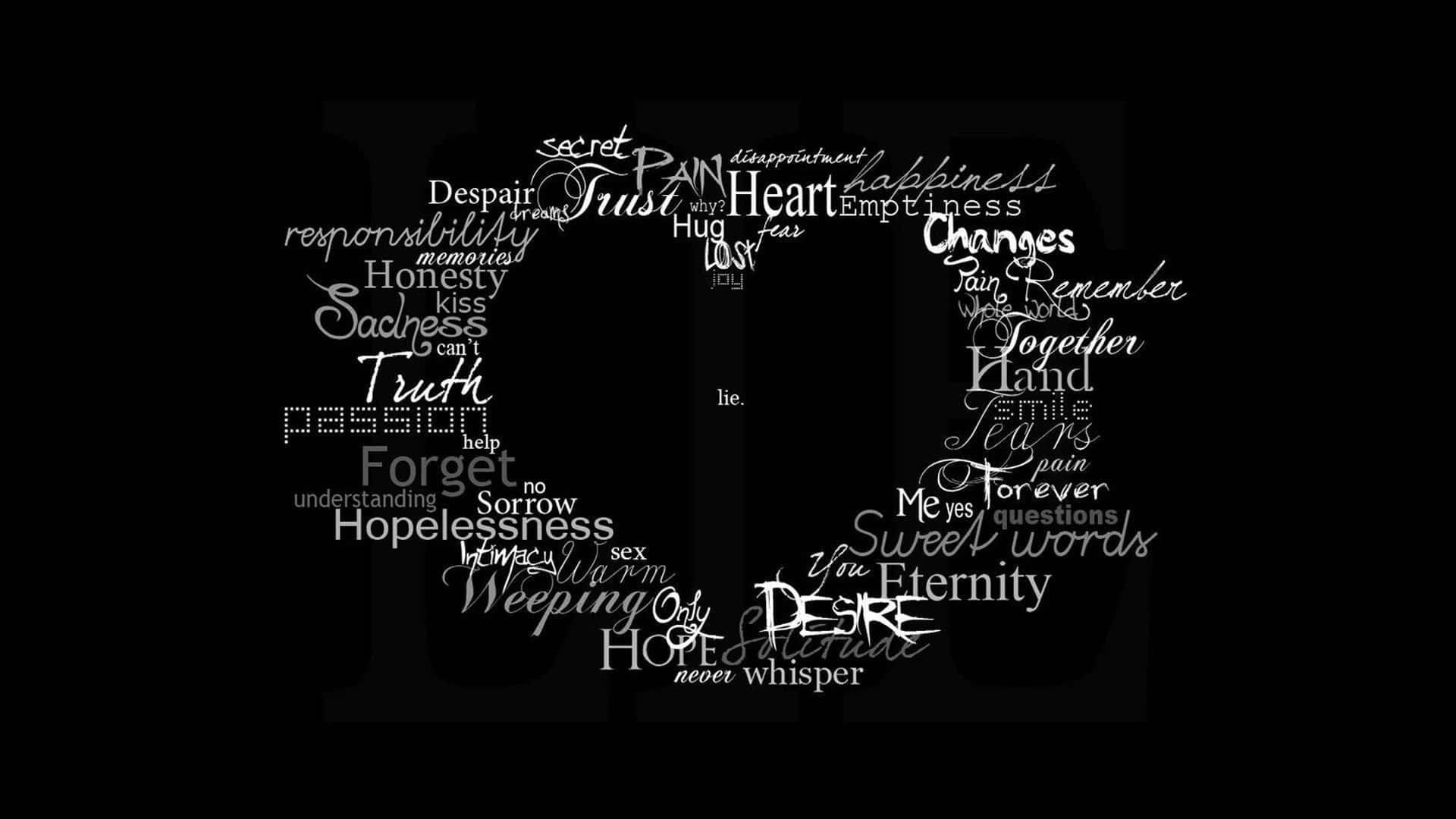 Dark Emo, black background, white text, Full HD Desktop Wallpaper