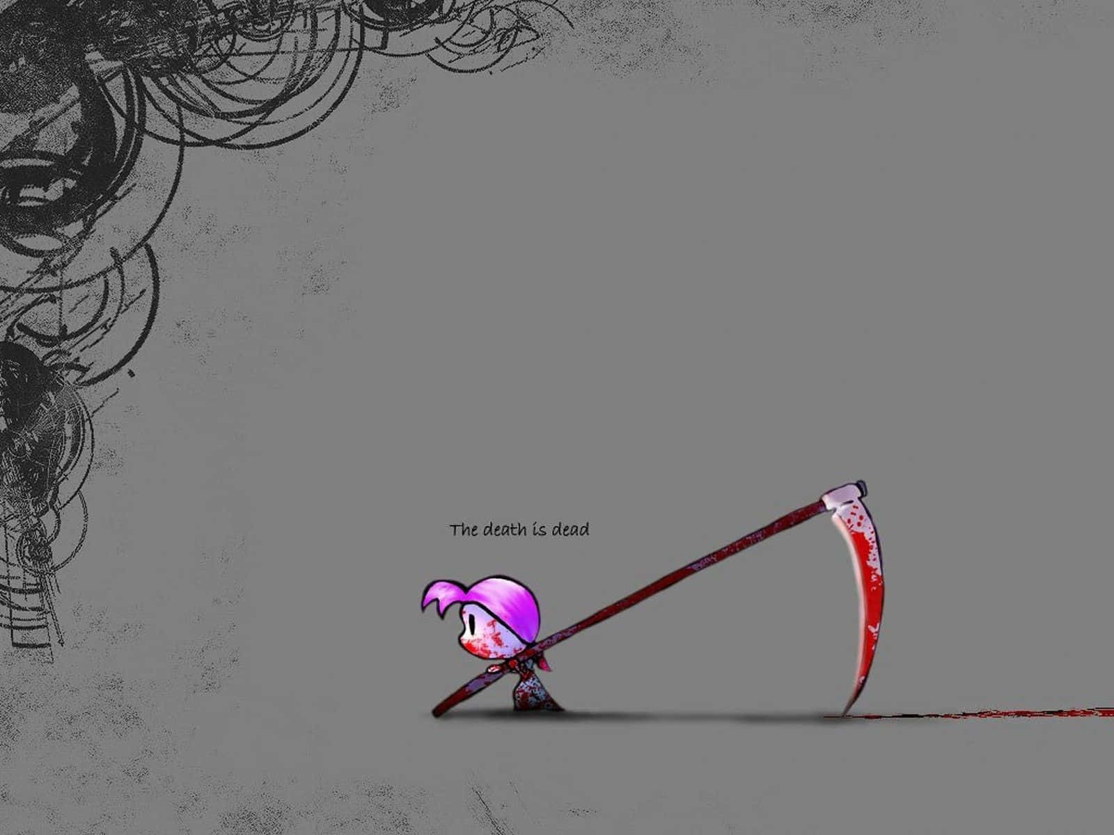 Dark Emo, purple-haired figure, bloodied scythe, HD Desktop Wallpaper