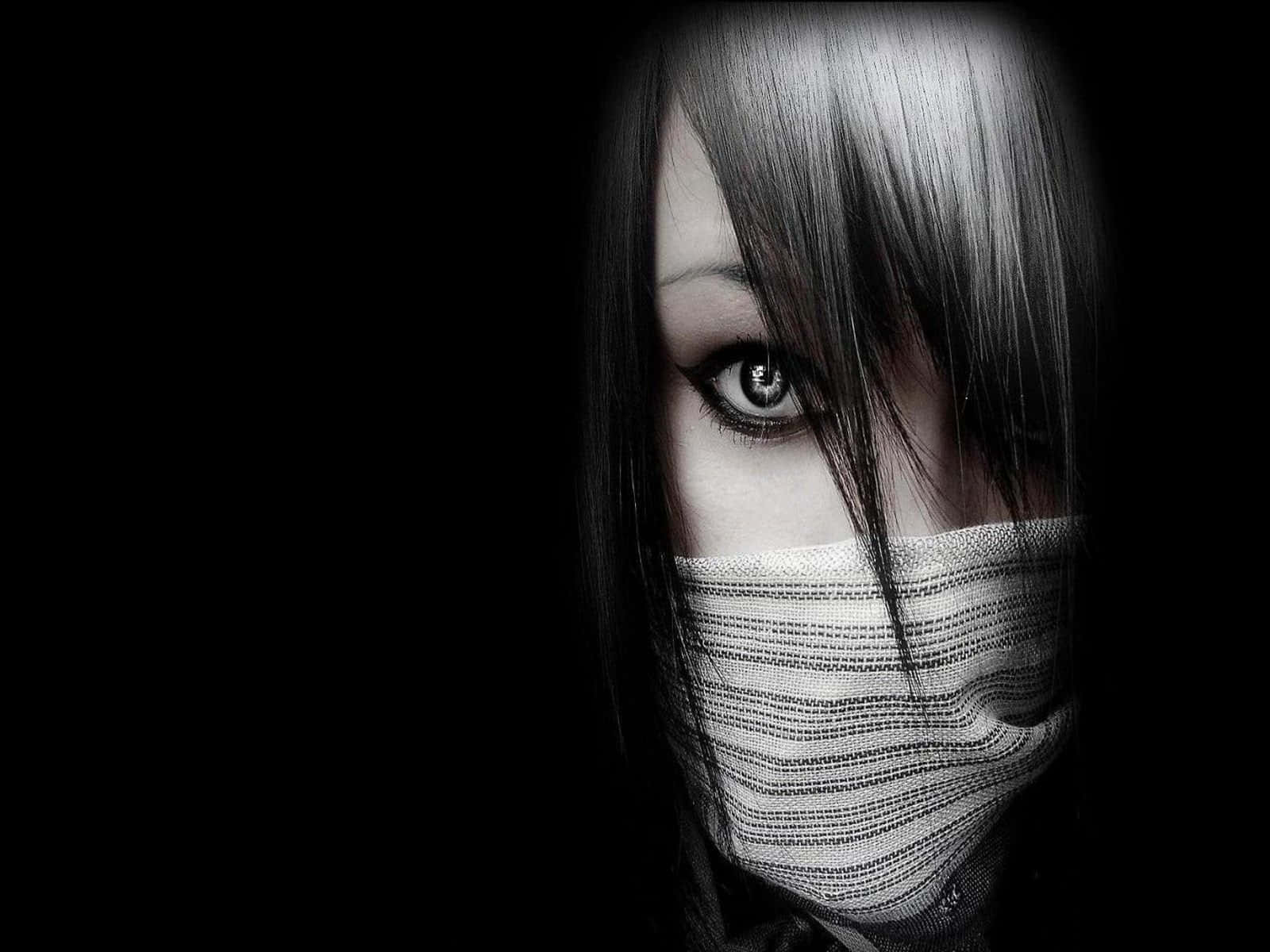 Dark Emo, monochrome portrait, one eye visible, HD Desktop Wallpaper