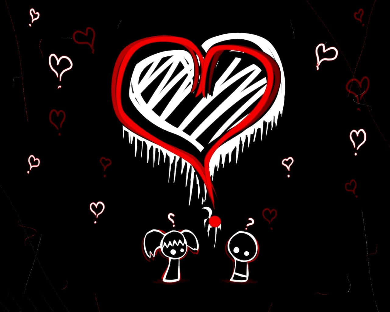 Dark Emo, red and white heart, icicles, HD Desktop Wallpaper