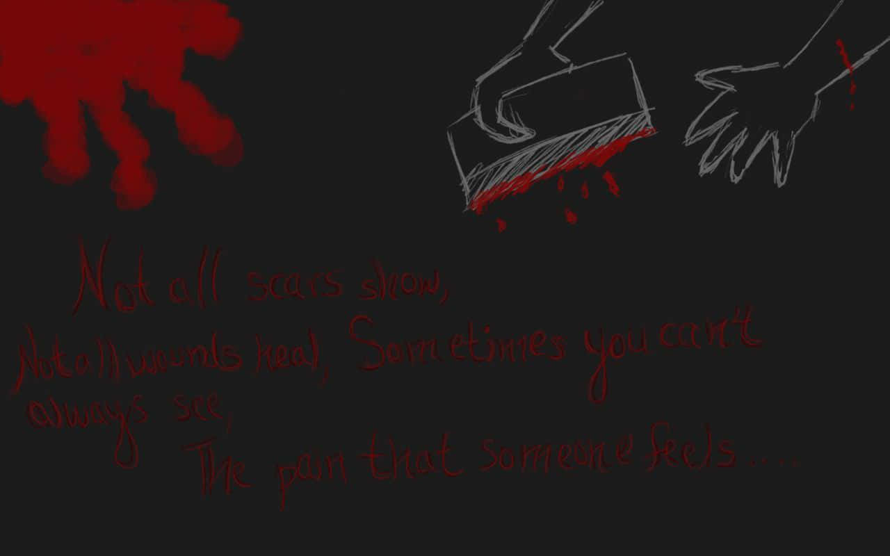 dark emo, chalkboard-style drawing, bloody handprints, HD Desktop Wallpaper