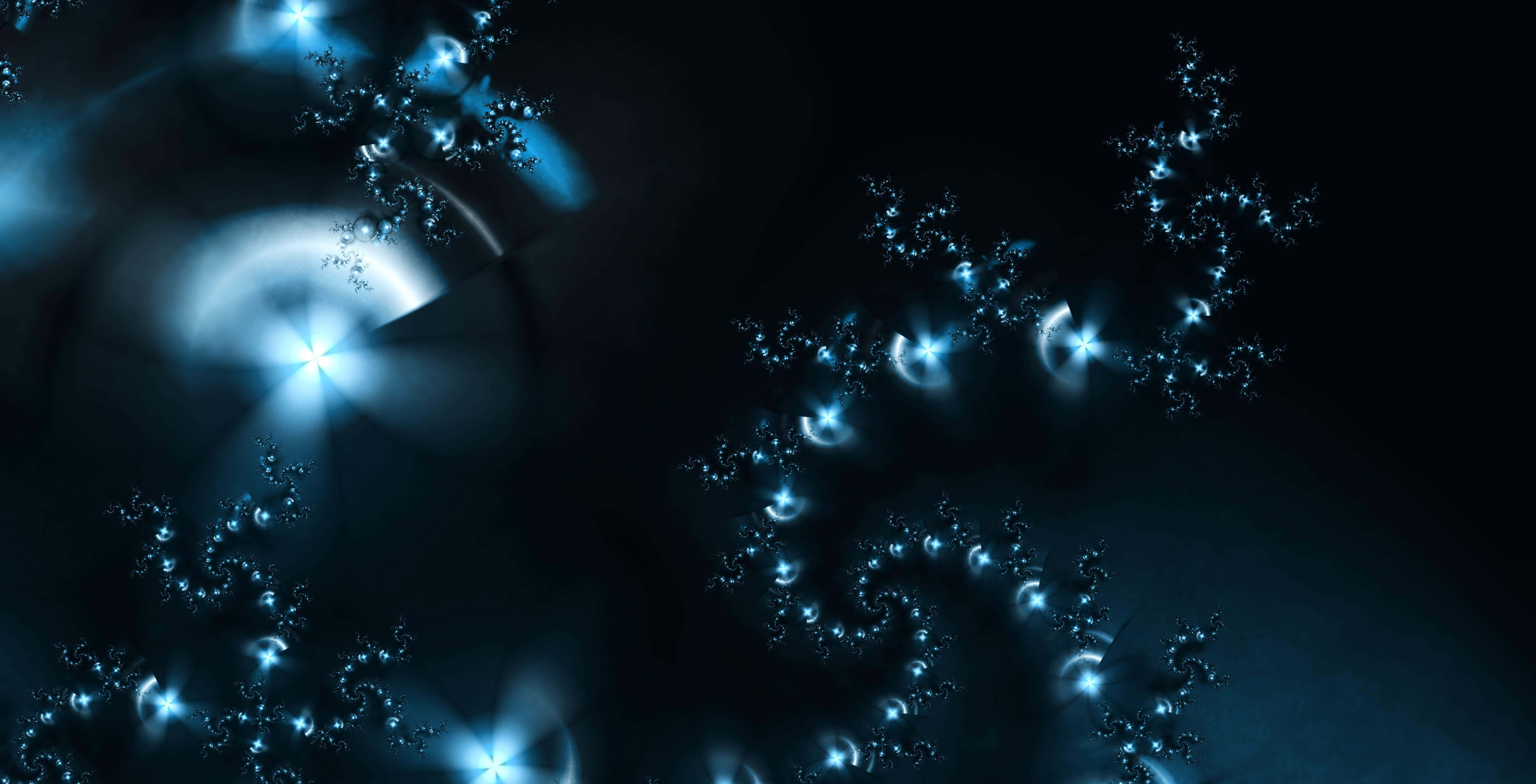 Dark Energy 9000, blue fractal pattern, glowing star-like nodes, 8K Desktop Wallpaper