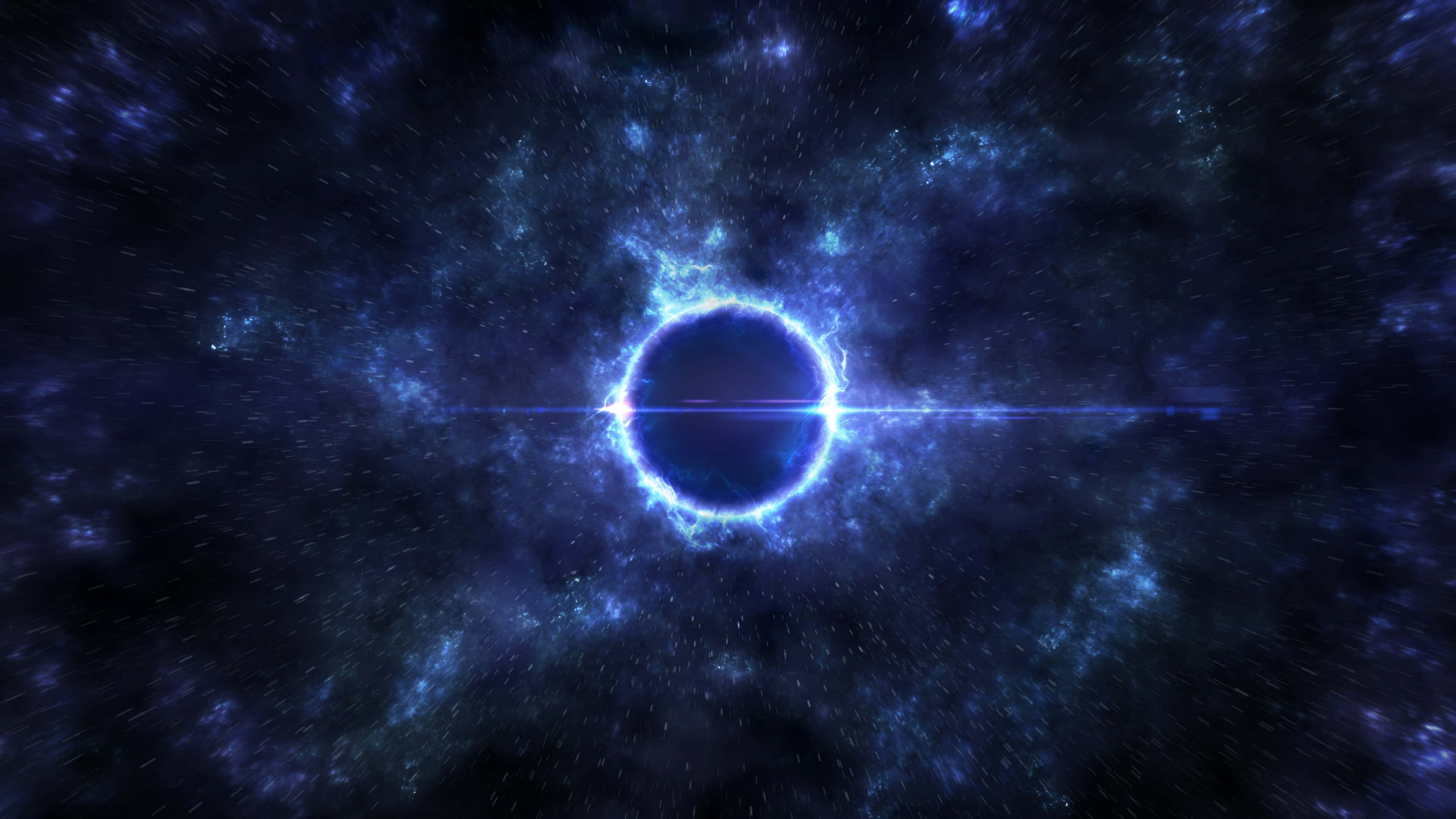 Dark Energy, black hole, glowing blue accretion disk, 4K Desktop Wallpaper