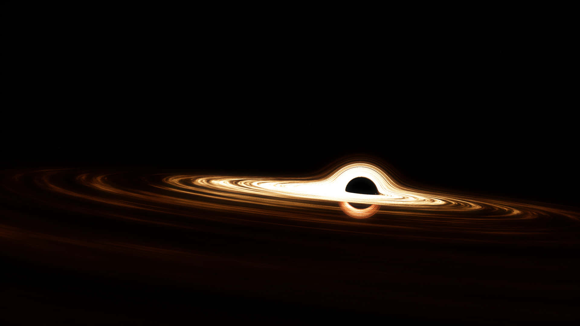 Dark Energy, black hole, glowing orange accretion disk, Full HD Desktop Wallpaper