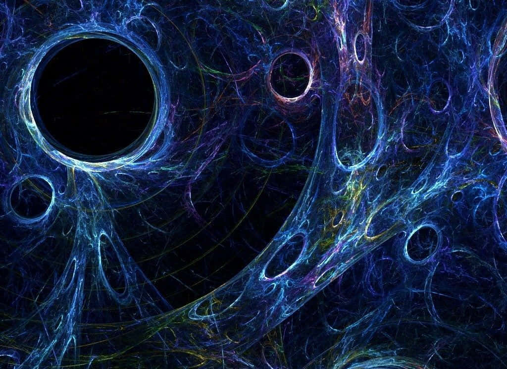 Dark Energy, fractal tendrils, glowing circular voids, SD Desktop Wallpaper