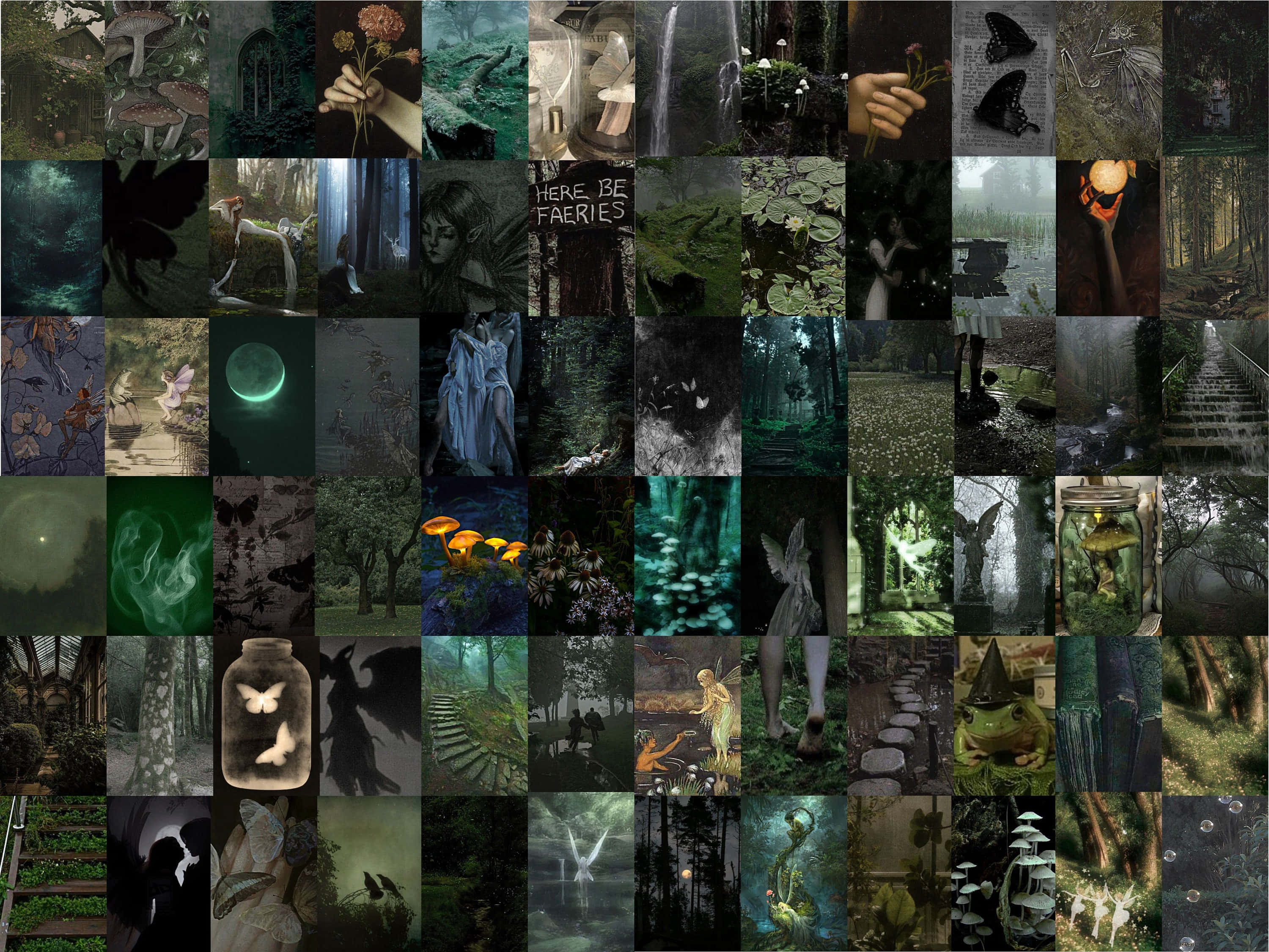 Dark Fairycore, mystical forest, fairies, 2K Desktop Wallpaper