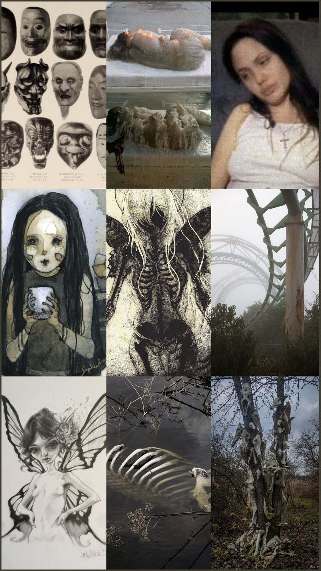 Dark Fairycore, collage, eerie imagery, Full HD Phone Wallpaper