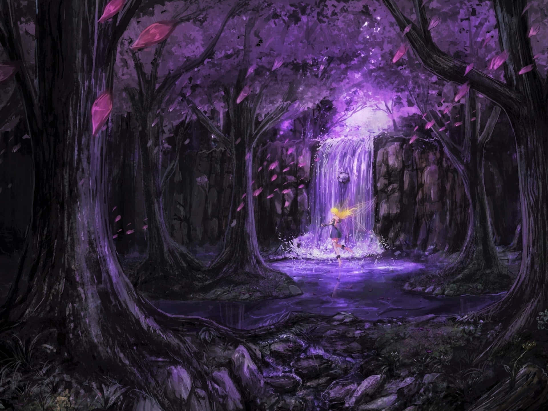 enchanted forest, fairycore aesthetic, glowing wings, Full HD Desktop Wallpaper